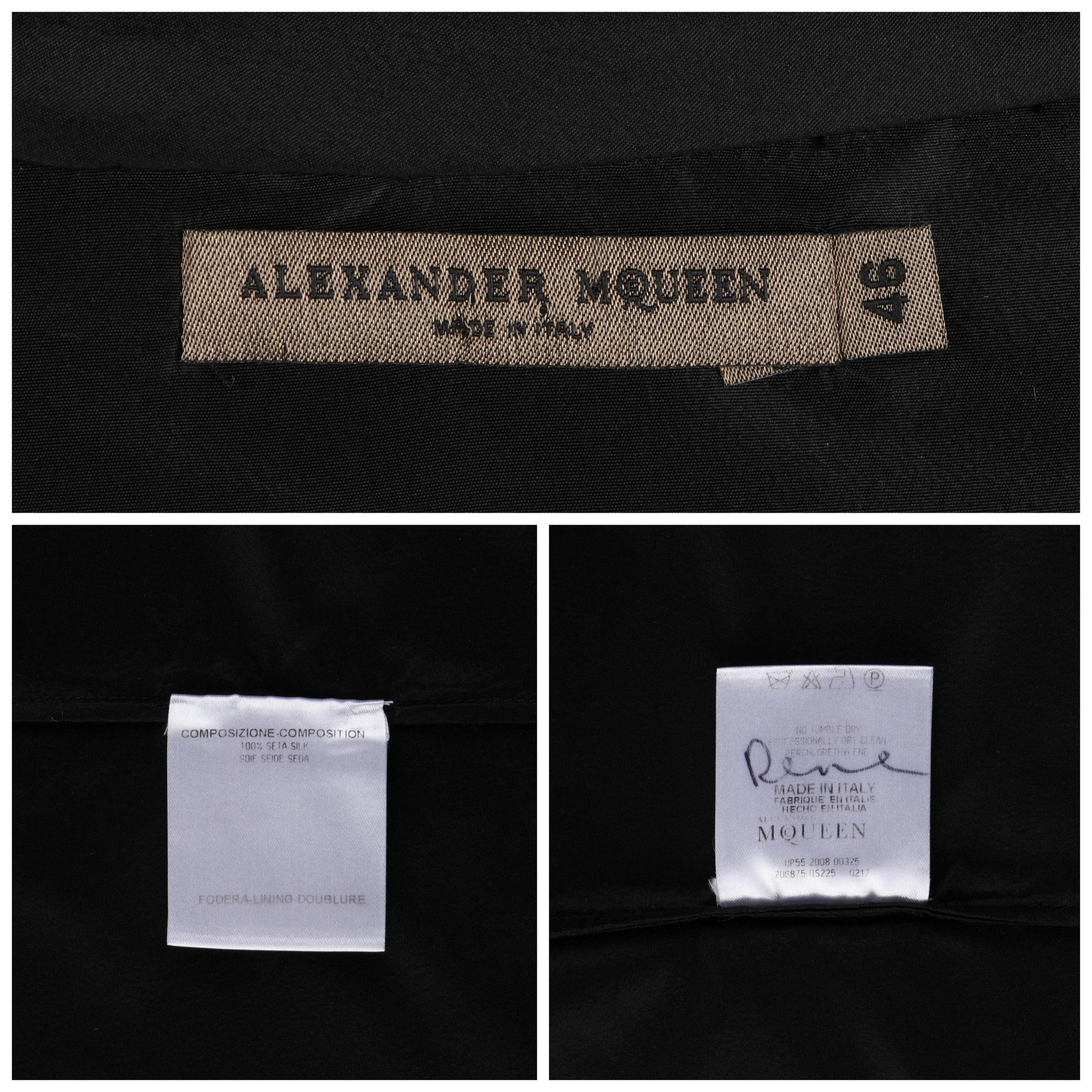 ALEXANDER McQUEEN A/W 2008 Black Silk Pleated Long Bouffant Sleeve Blouse Top For Sale 2