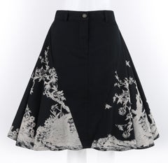 ALEXANDER McQUEEN A/W 2008 Black White Floral Peplum Illusion Circle Skirt