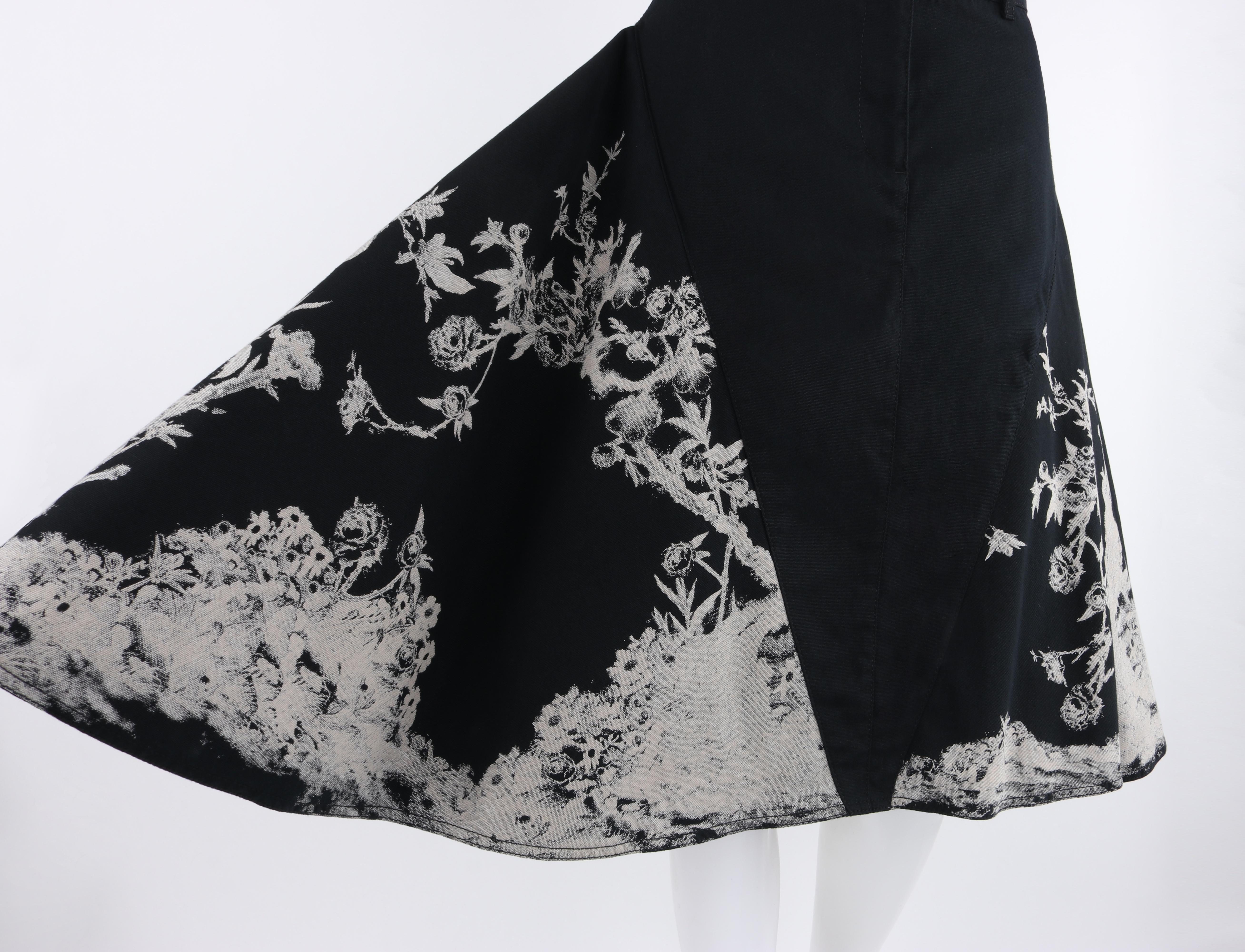 ALEXANDER McQUEEN A/W 2008 Black White Floral Peplum Illusion Circle Skirt For Sale 3