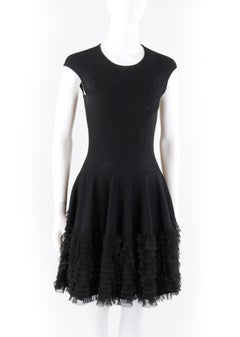 ALEXANDER McQUEEN A/W 2008 Floral Lace Knit Fit & Flare Ruffle Layer Skirt Dress