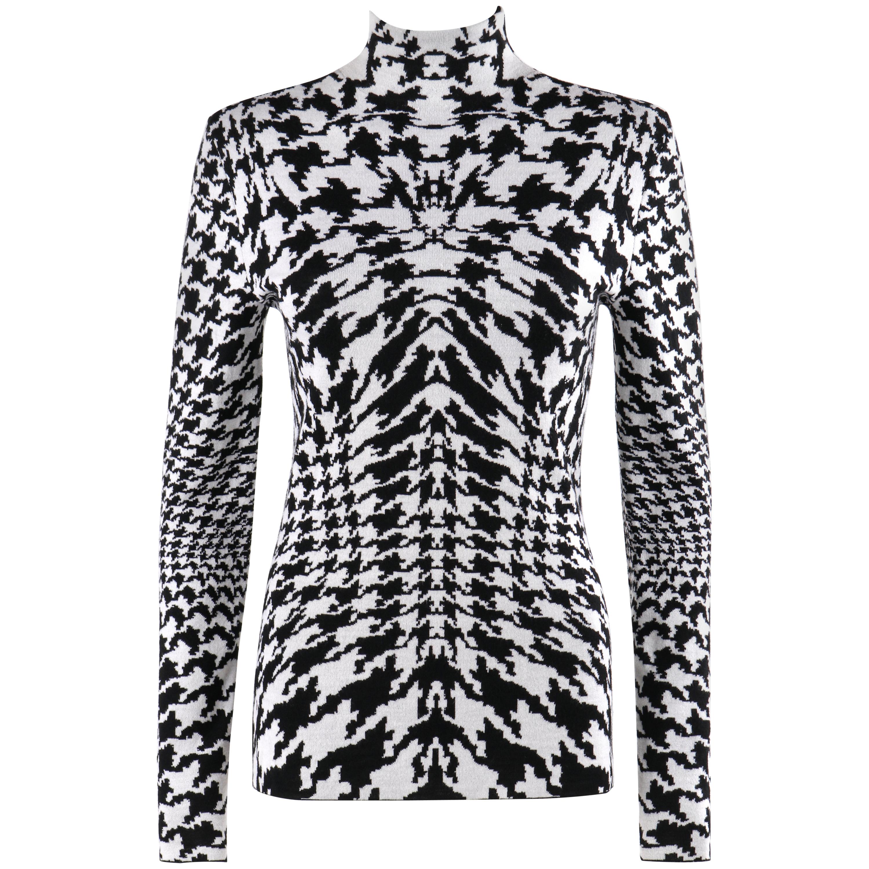 ALEXANDER McQUEEN A/W 2009 “Horn Of Plenty” Dogtooth Knit Mock Neck Sweater Top For Sale