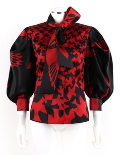 ALEXANDER McQUEEN H/W 2009 The Horn Of Plenty Dogtooth Vogel Schleife Krawattenbluse