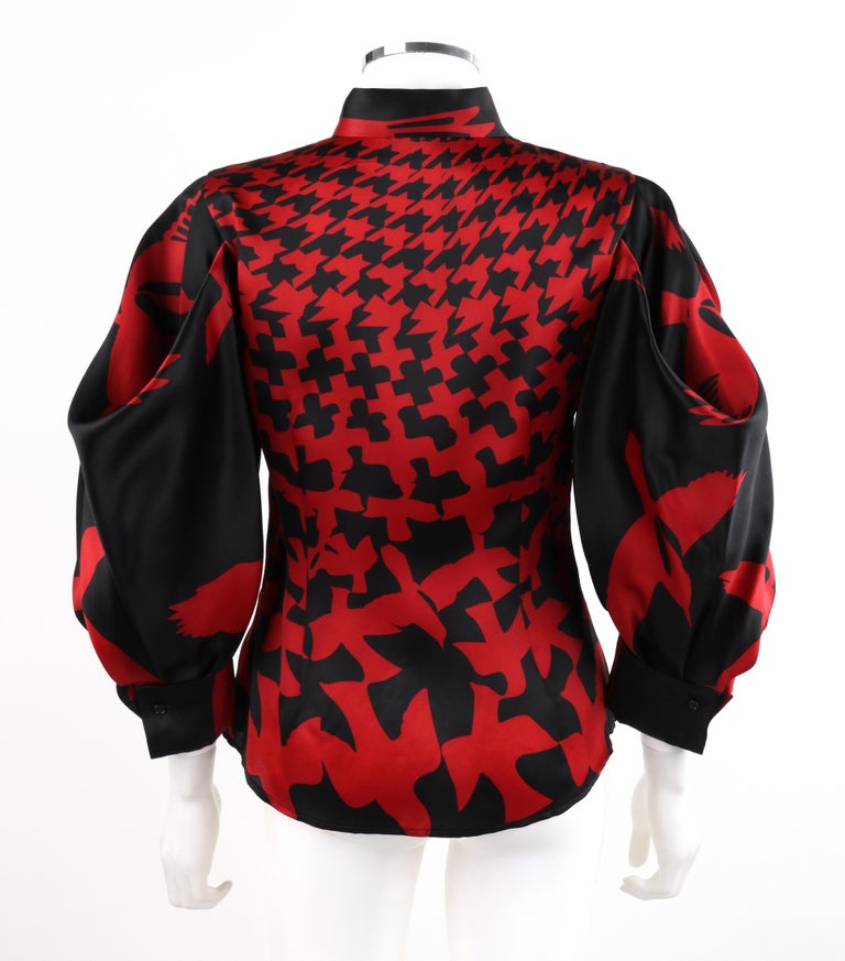 ALEXANDER McQUEEN A/W 2009 “The Horn Of Plenty” Dogtooth Bird Bow Tie Blouse For Sale 1