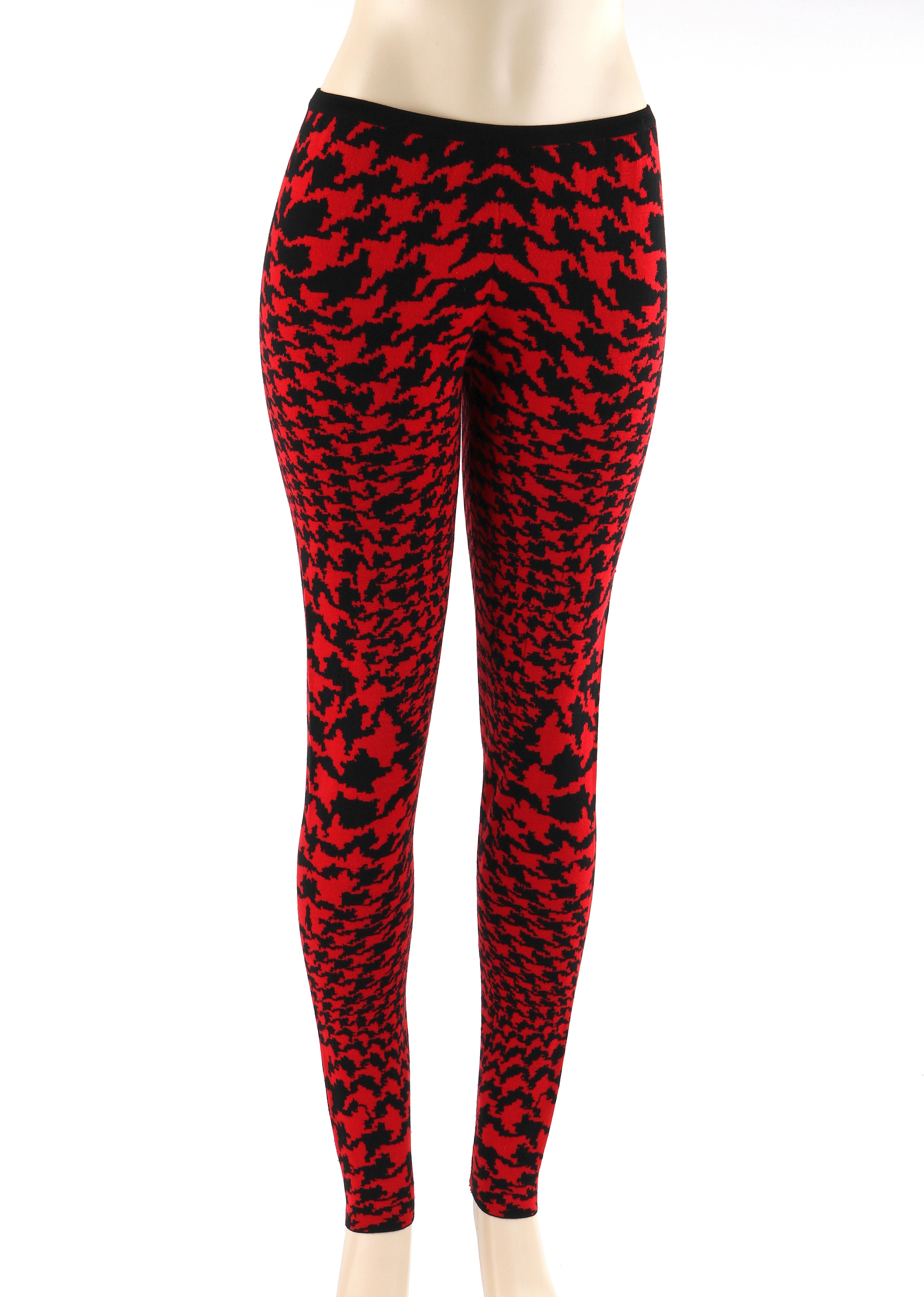 Houndstooth Knit Legging Red 