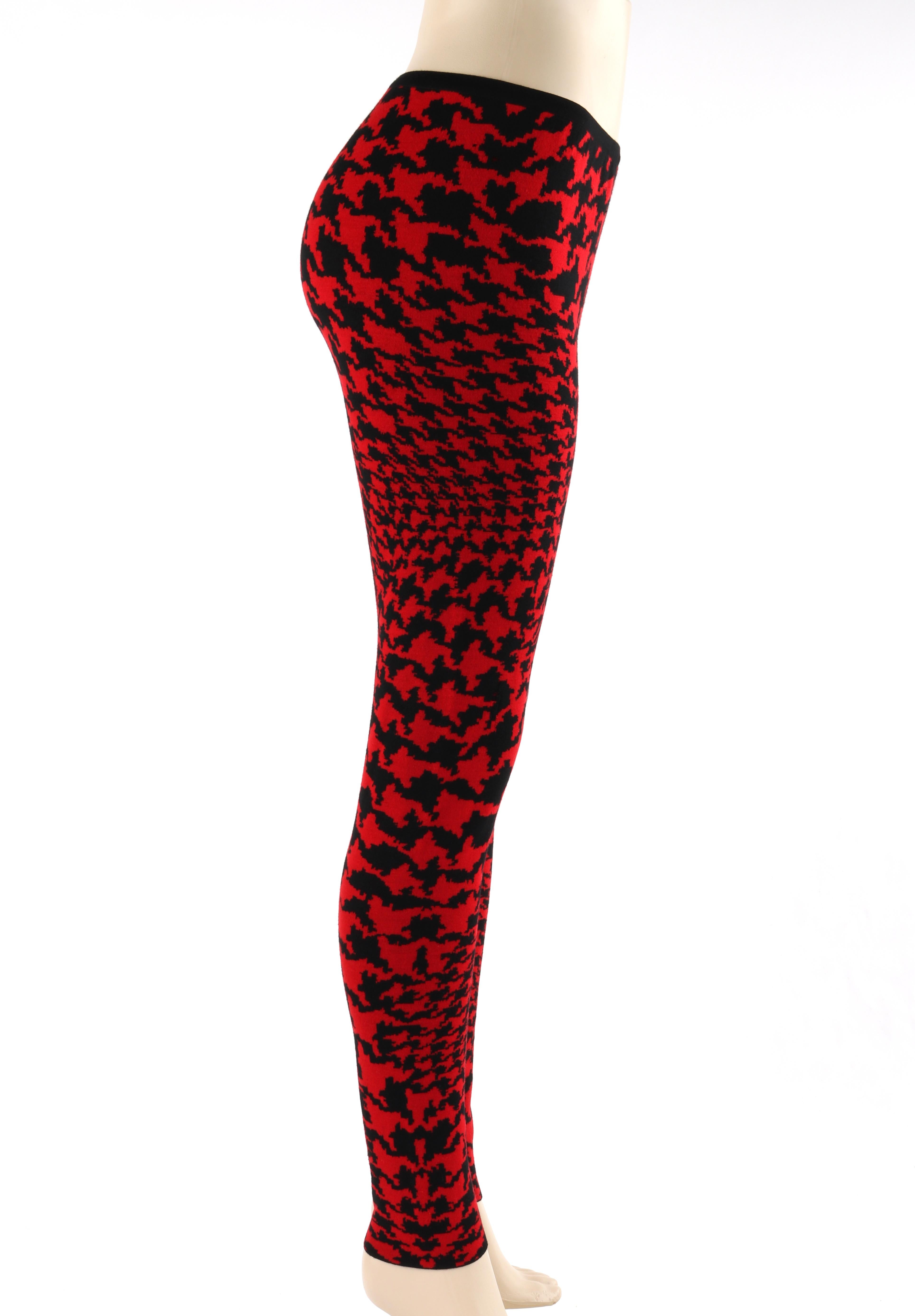  Legging rouge The Horn Of Plenty Houndstooth en tricot ALEXANDER McQUEEN A/W 2009 Pour femmes 