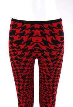 ALEXANDER McQUEEN A/W 2009 “The Horn Of Plenty” Red Houndstooth Knit Leggings XS