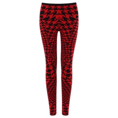 ALEXANDER McQUEEN A/W 2009 “The Horn Of Plenty” Red Houndstooth Knit Leggings XS