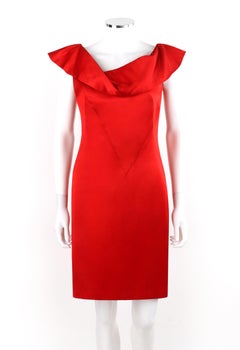 ALEXANDER McQUEEN A/W 2009 "The Horn Of Plenty" Red Silk Layered Cowl Neck Dress