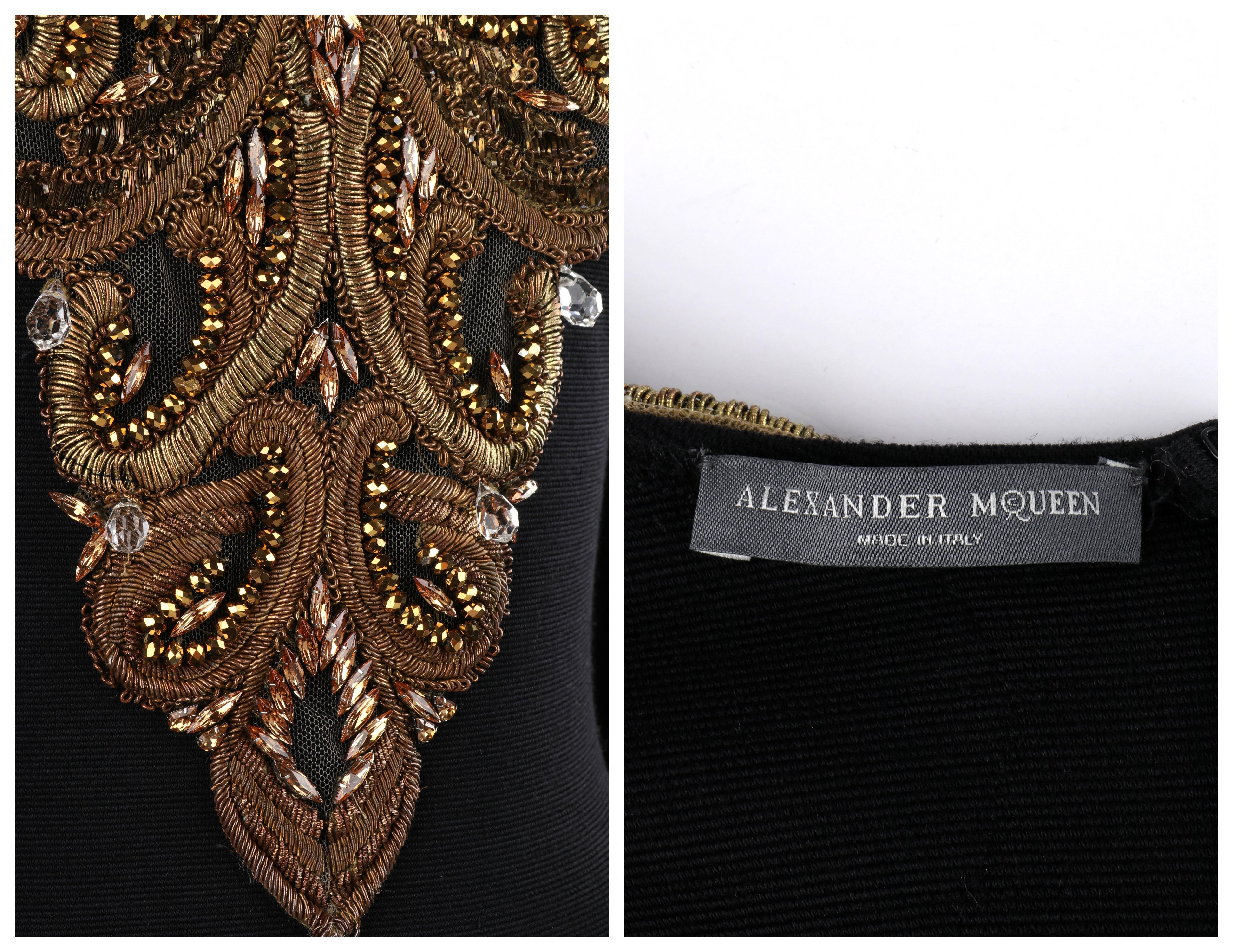 ALEXANDER McQUEEN A/W 2010 “Angels & Demons” Black Gold Beaded Fit n Flare Dress For Sale 3