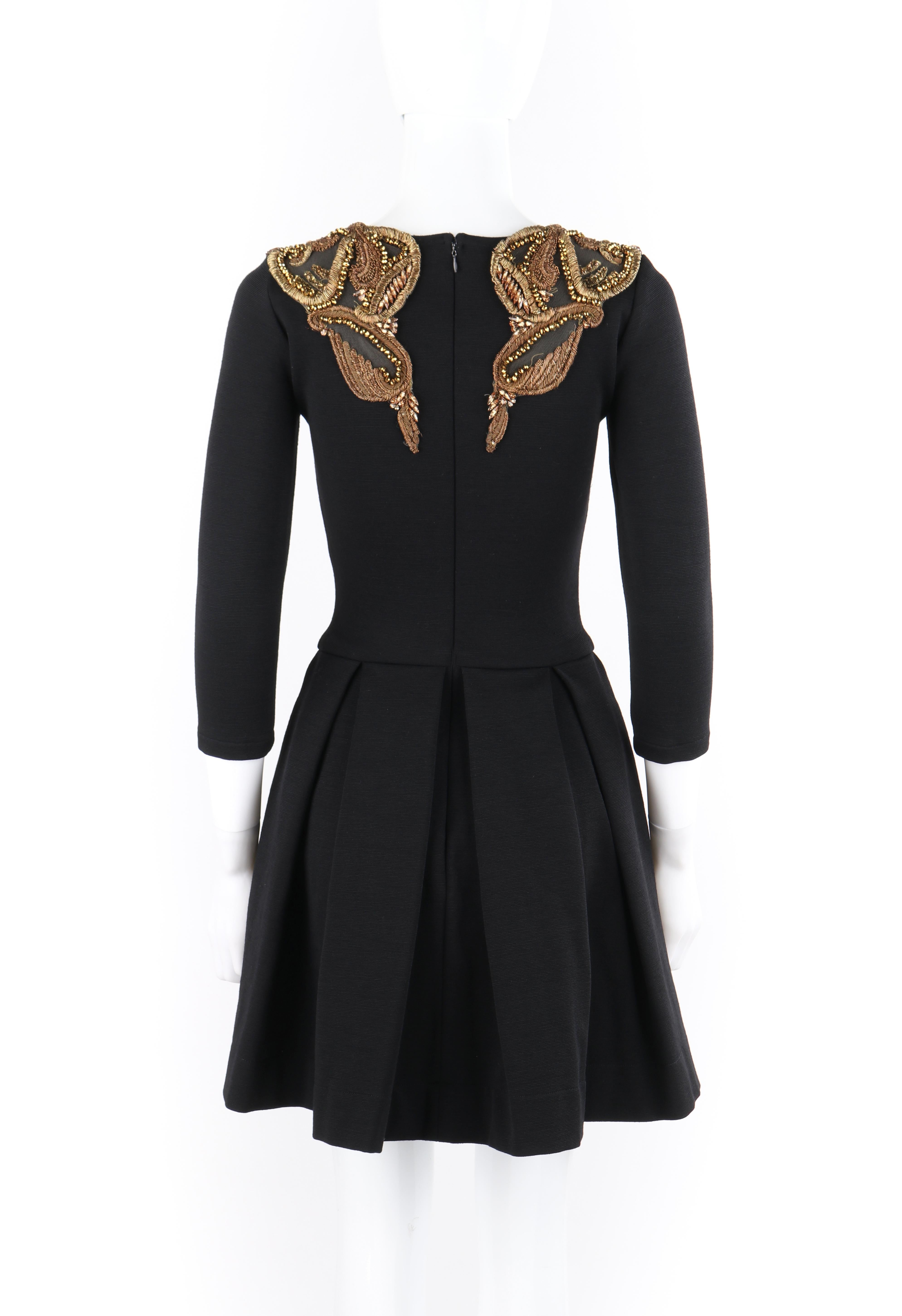 ALEXANDER McQUEEN A/W 2010 “Angels & Demons” Black Gold Beaded Fit n Flare Dress In Good Condition For Sale In Thiensville, WI