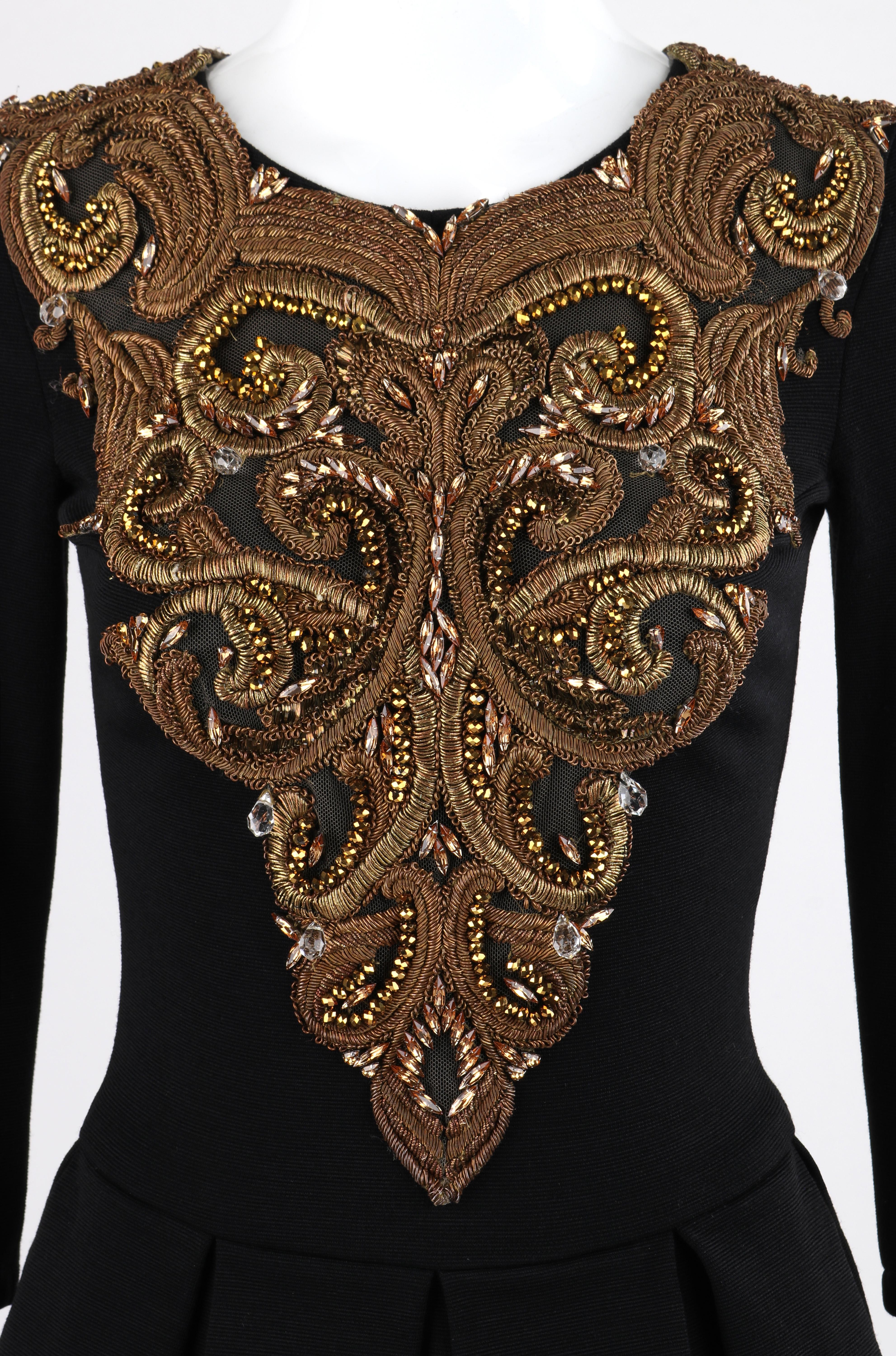 ALEXANDER McQUEEN A/W 2010 “Angels & Demons” Black Gold Beaded Fit n Flare Dress For Sale 1
