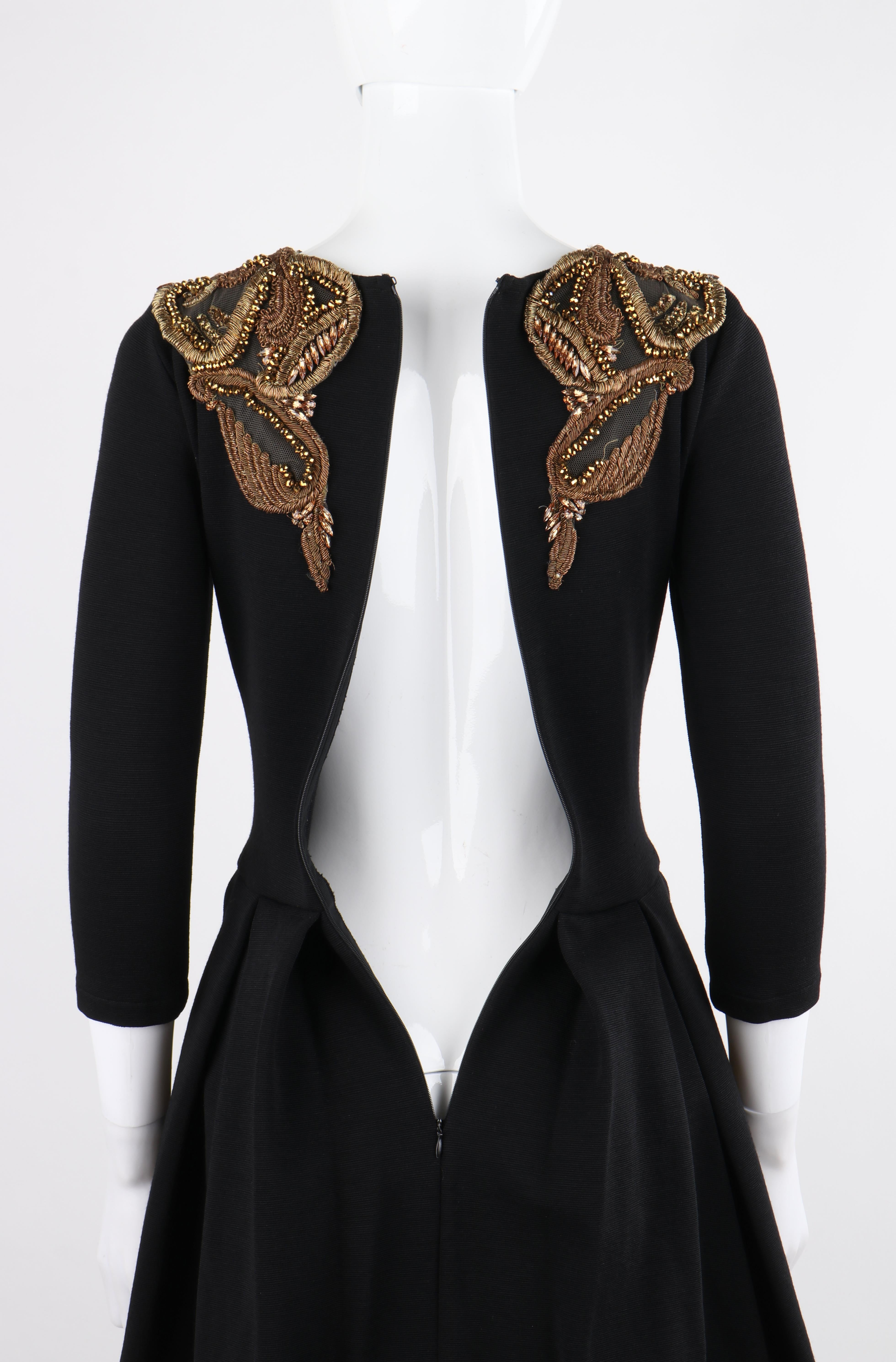 ALEXANDER McQUEEN A/W 2010 “Angels & Demons” Black Gold Beaded Fit n Flare Dress For Sale 2