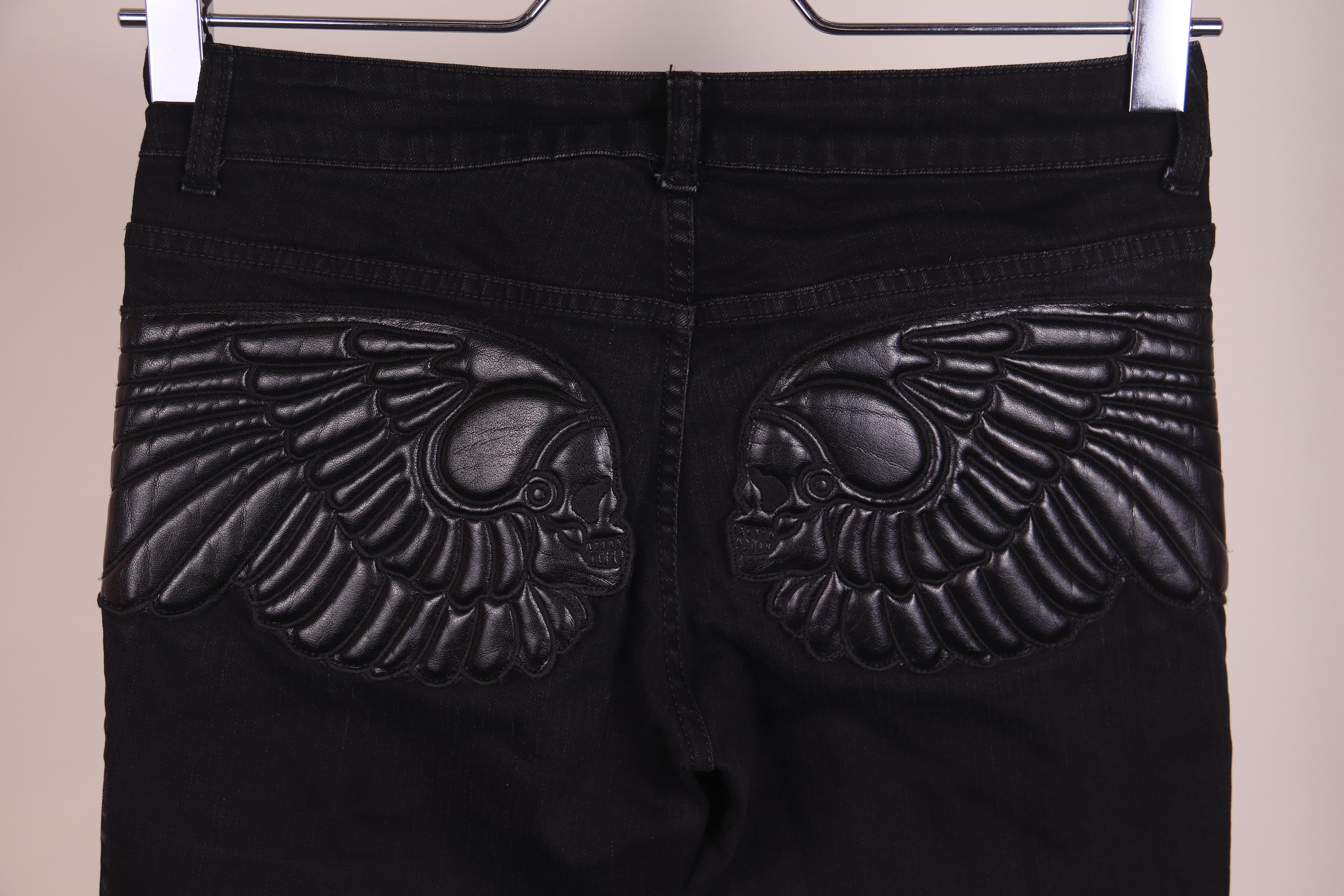 Alexander McQueen A/W 2010 'Angels & Demons' Winged-Skull Jeans For Sale 3