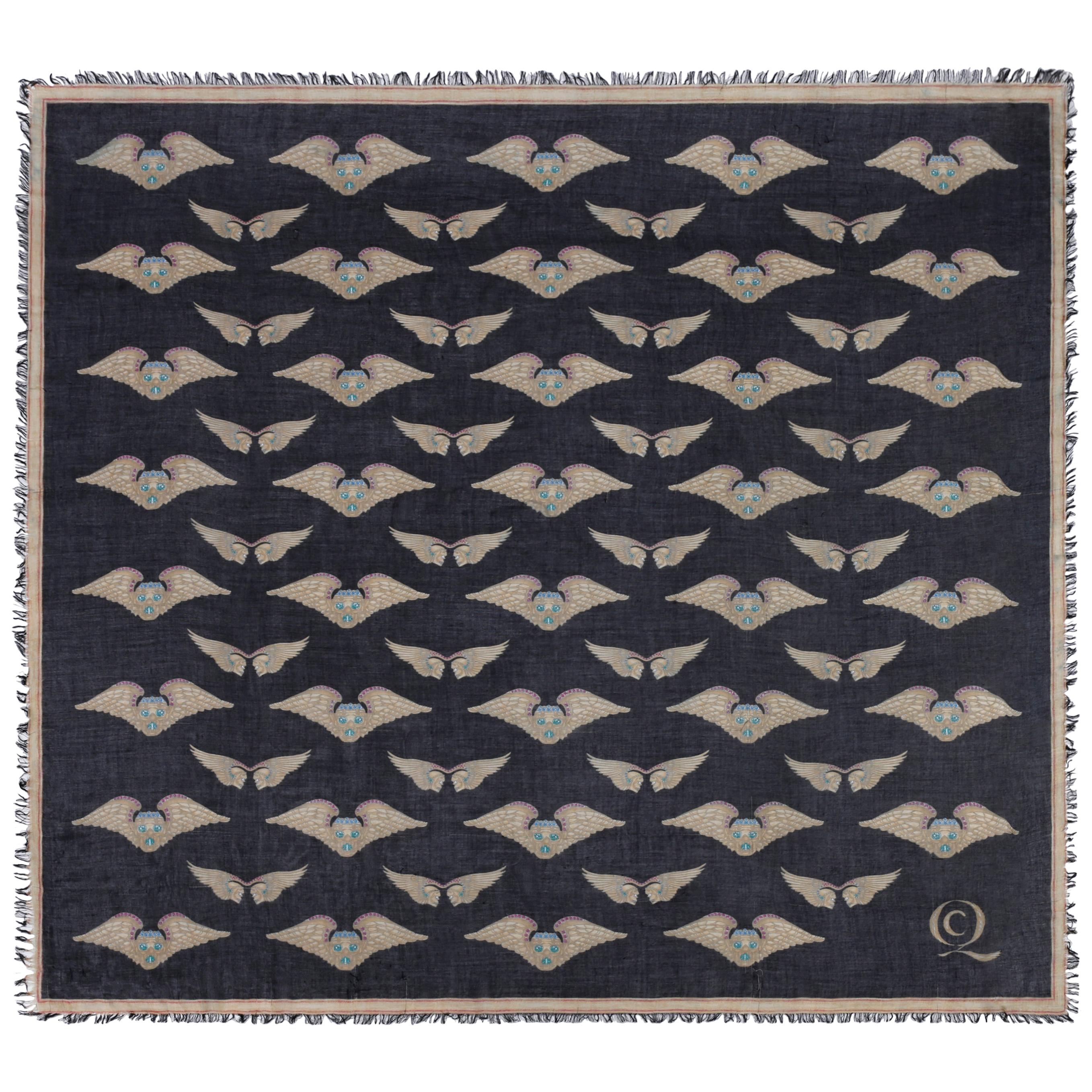 ALEXANDER McQUEEN A/W 2010 "Angels & Demons" Winged Skull Square Scarf Large