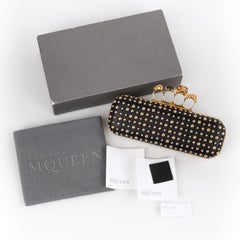 ALEXANDER MCQUEEN A/W 2010 Gold Studded Leather Four-Ring Skull Knuckle Clutch