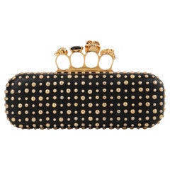 ALEXANDER MCQUEEN A/W 2010 Gold Studded Leather Four-Ring Skull Knuckle Clutch