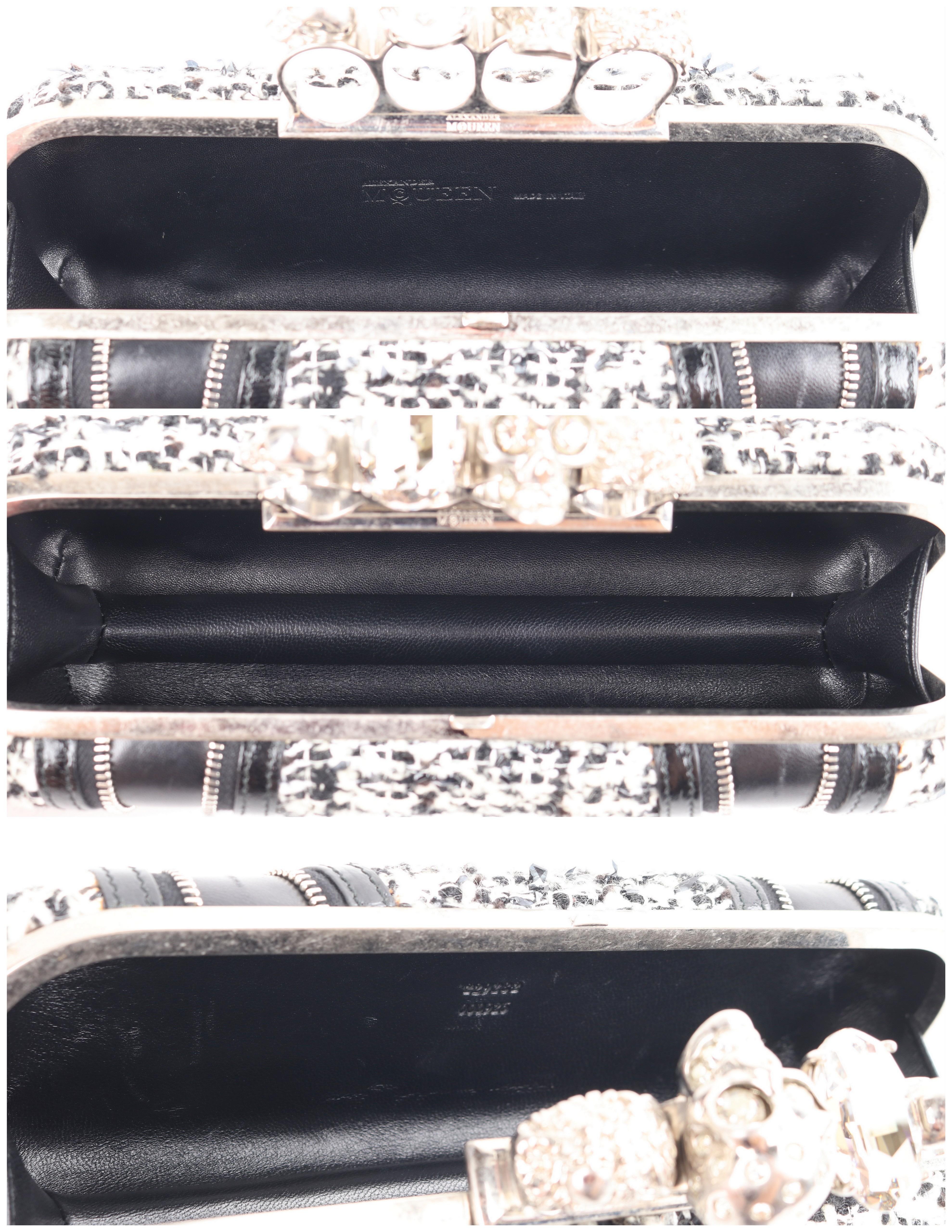 ALEXANDER McQUEEN A/W 2011 Negro Blanco Tweed Zipper Knuckle Ring Duster Clutch 4