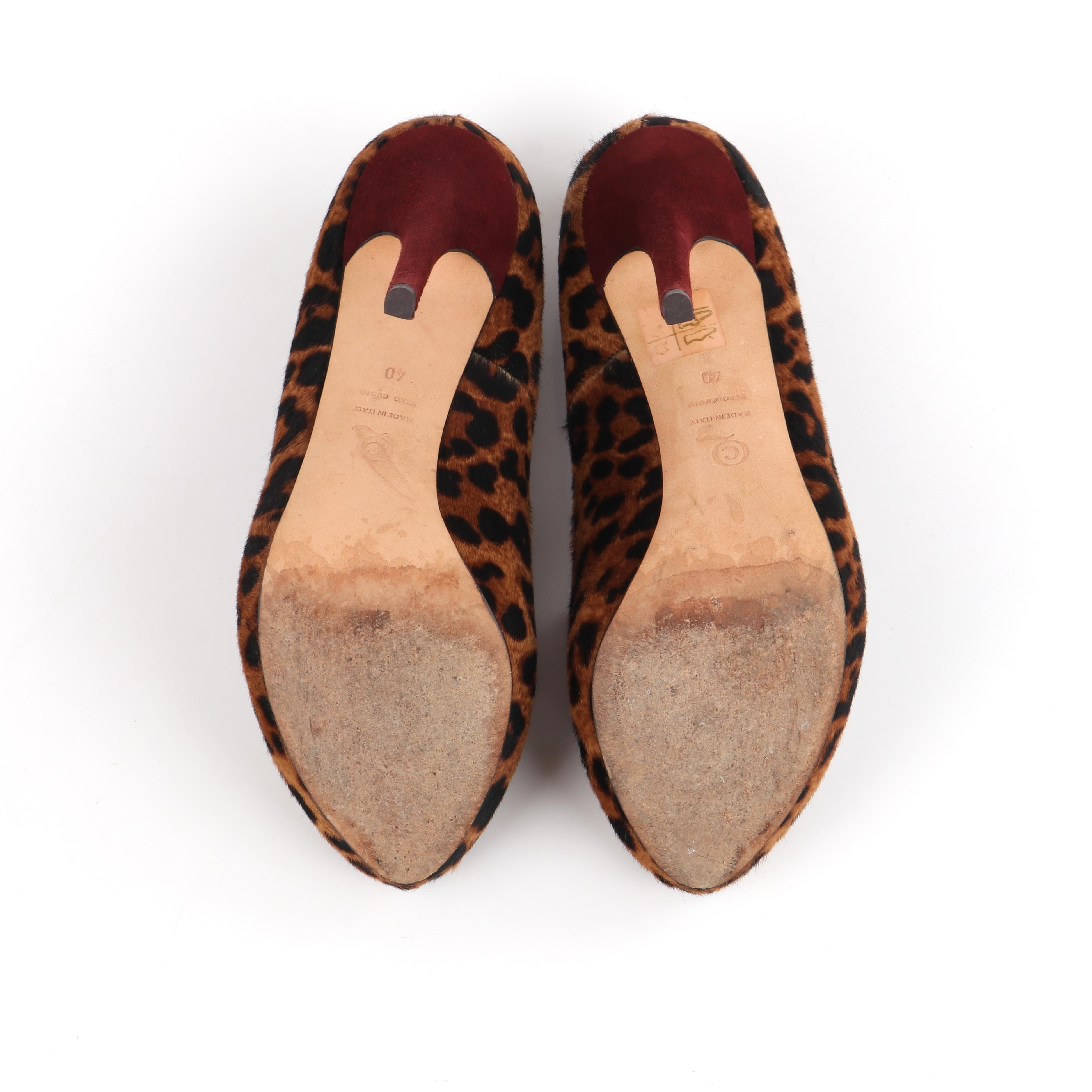 ALEXANDER McQUEEN A/W 2011 Leopard Pony Hair Heart Peep Toe Platform Pumps Shoes For Sale 4