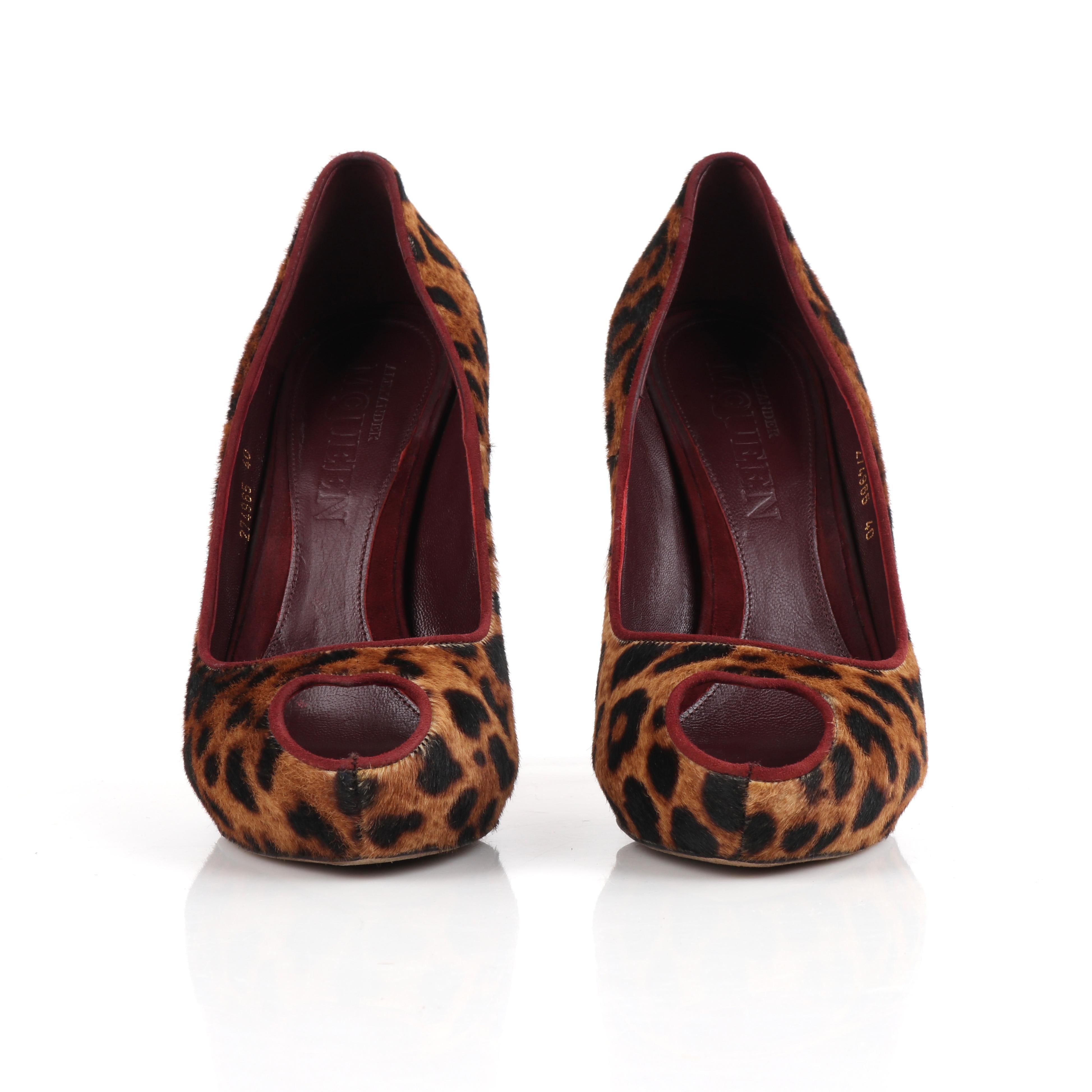 ALEXANDER McQUEEN A/W 2011 Leopard Pony Hair Heart Peep Toe Platform Pumps Shoes For Sale 2