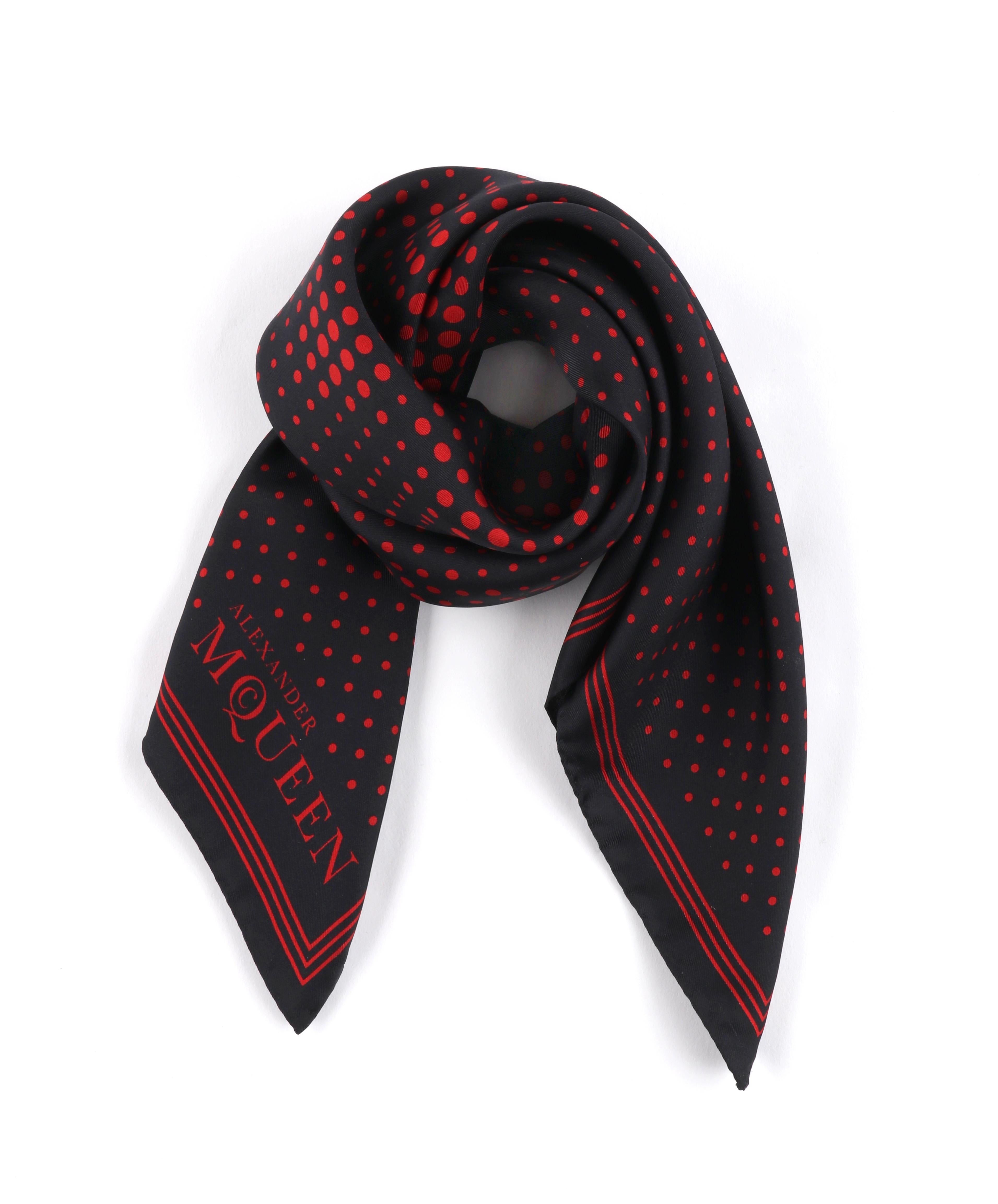 Women's or Men's ALEXANDER McQUEEN A/W 2012 Black Red Pointillism Skull Pattern Silk Square Scarf