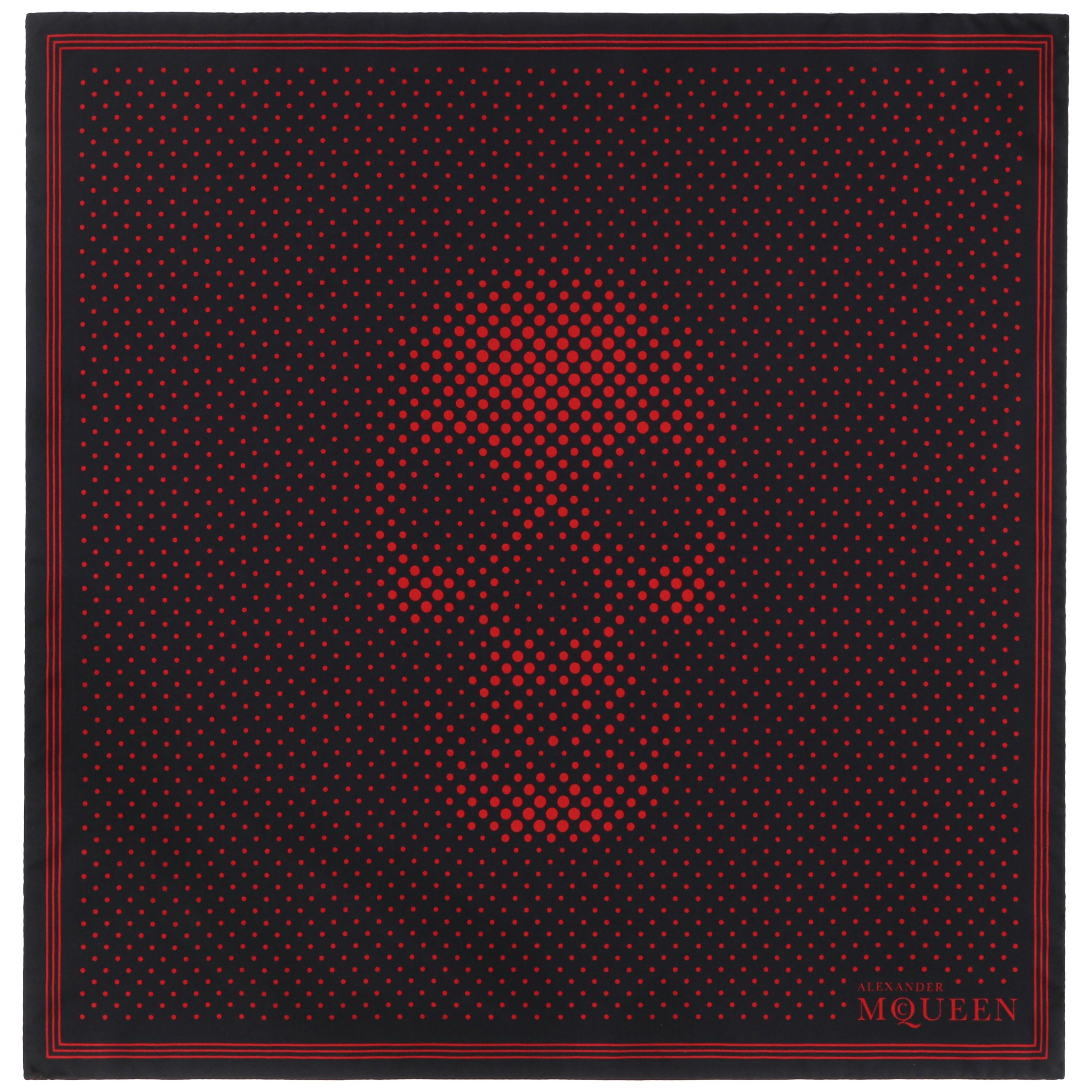 ALEXANDER McQUEEN A/W 2012 Black Red Pointillism Skull Pattern Silk Square Scarf
