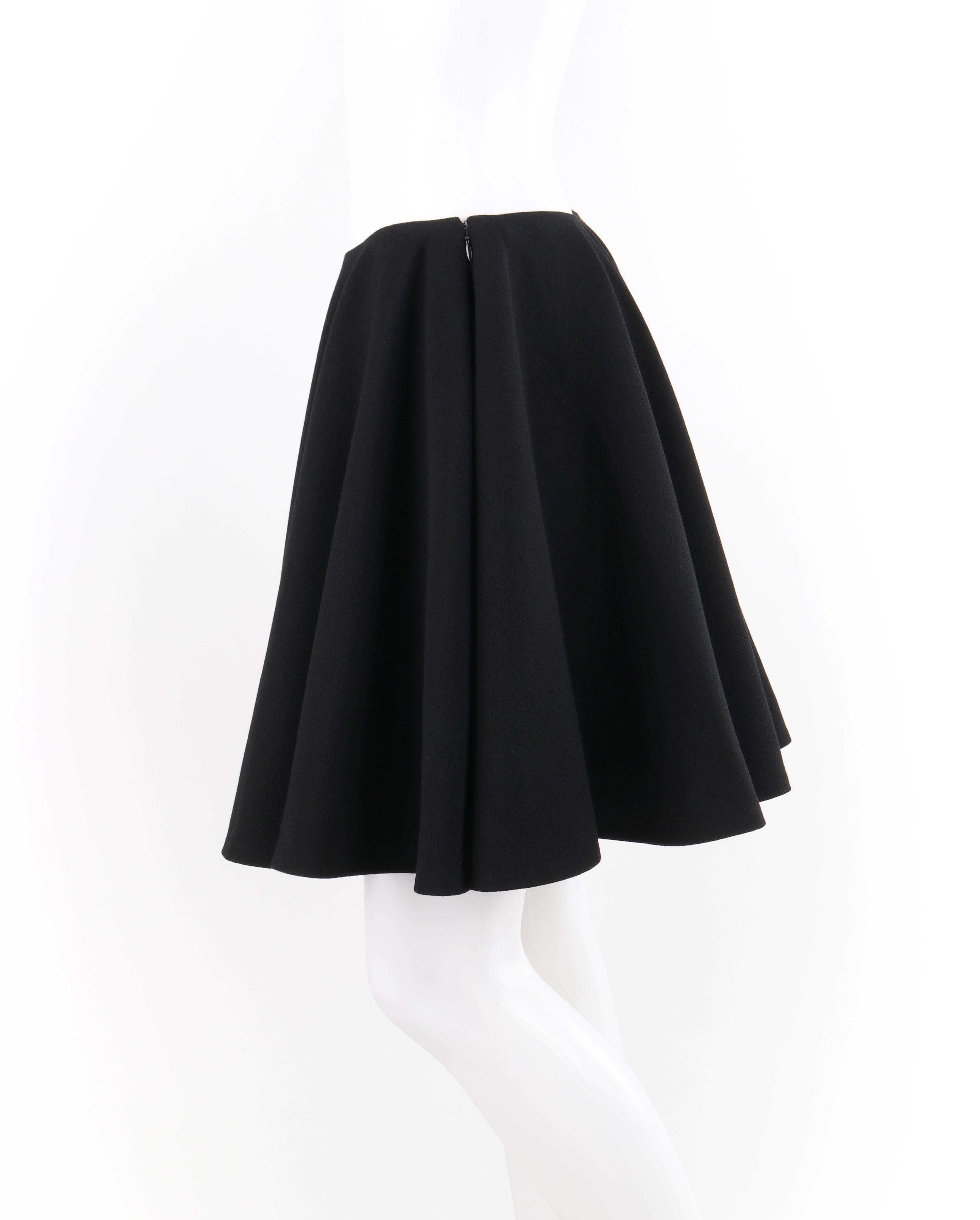 ALEXANDER McQUEEN A/W 2012 Black Wool Silk Above-The-Knee Full Circle Skirt For Sale 1