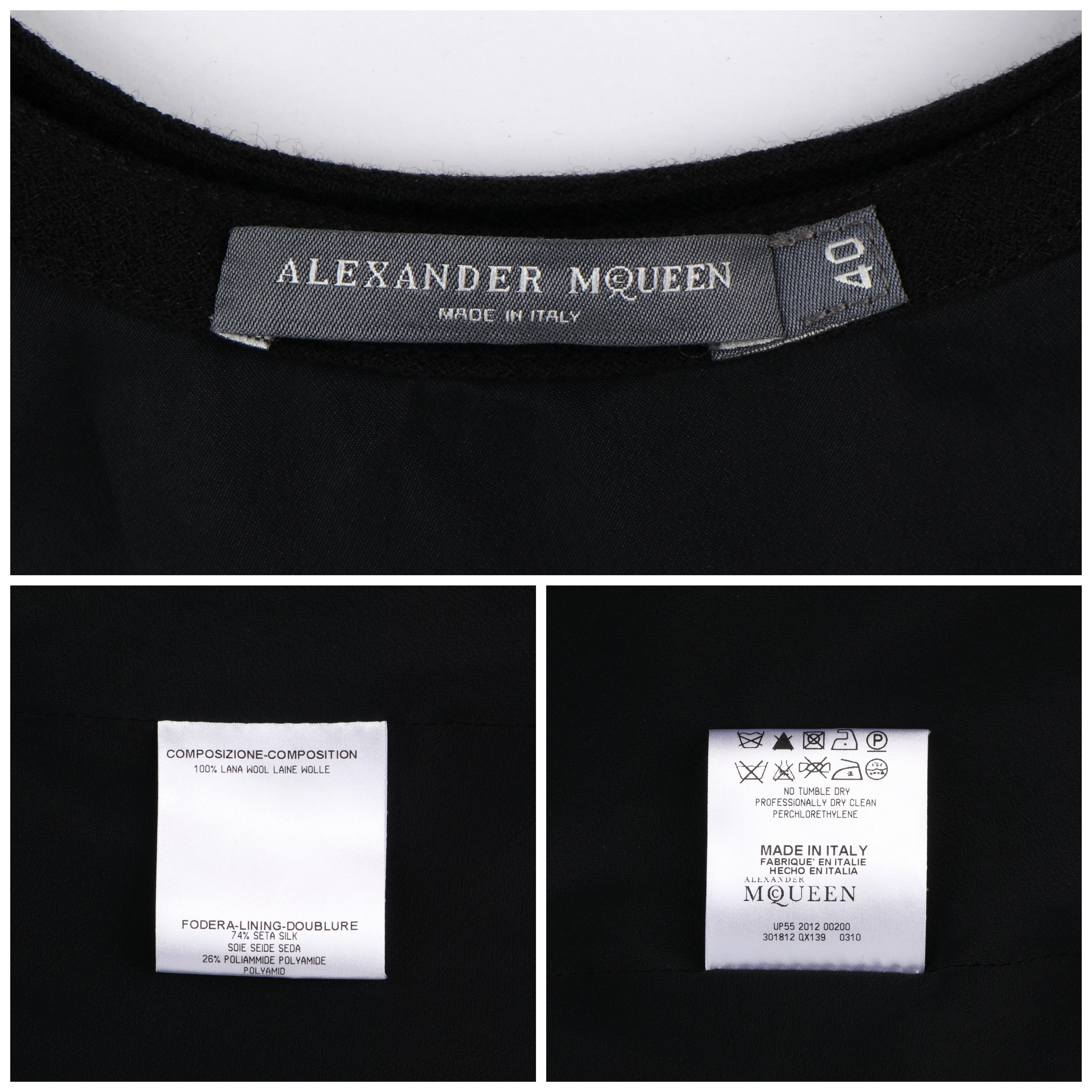 ALEXANDER McQUEEN A/W 2012 Black Wool Silk Above-The-Knee Full Circle Skirt For Sale 2