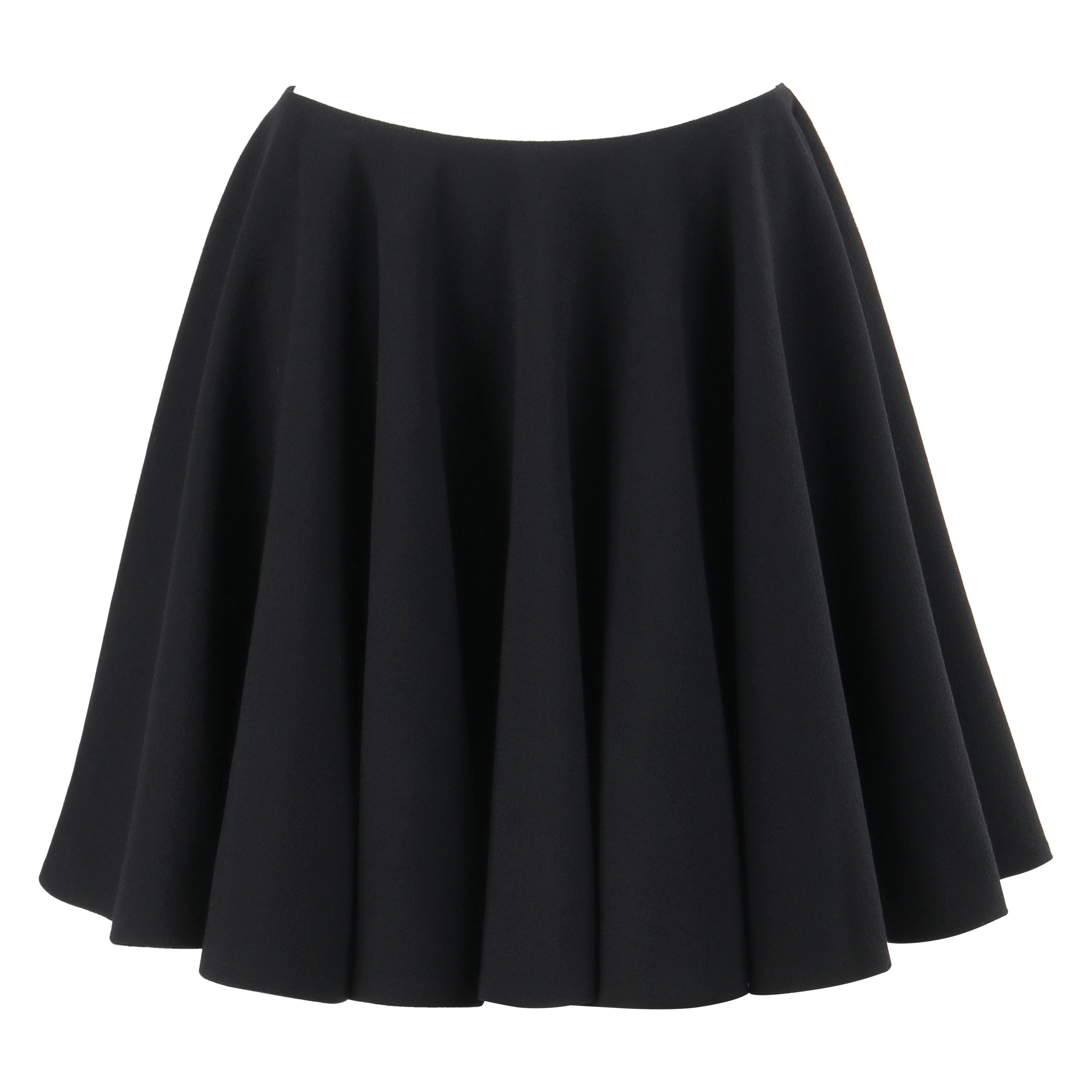 ALEXANDER McQueen A/I 2012 Gonna a ruota in lana e seta nera sopra il ginocchio