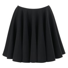 ALEXANDER McQueen A/I 2012 Gonna a ruota in lana e seta nera sopra il ginocchio