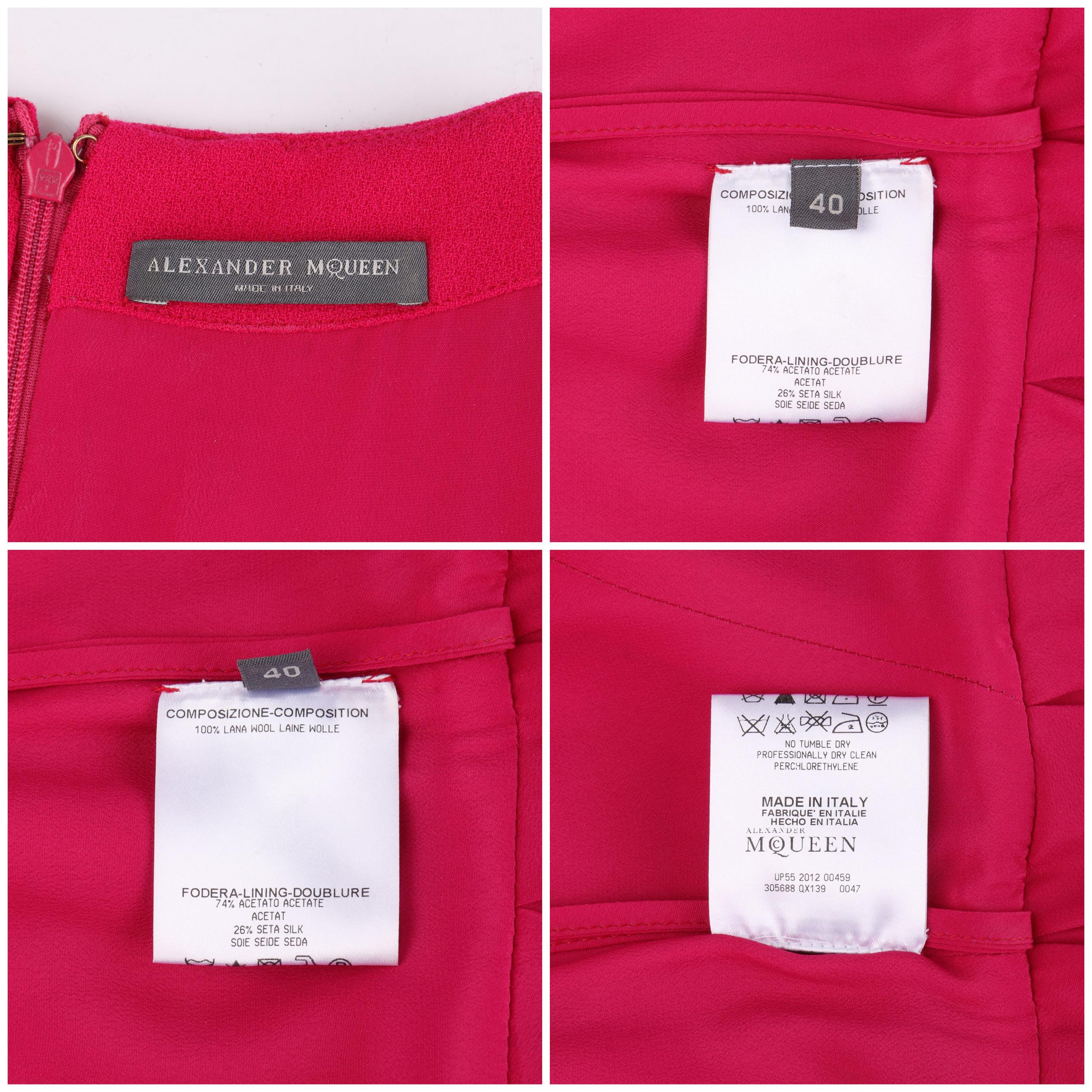 ALEXANDER McQUEEN A/W 2012 Fuchsia Pink Wool Bubble Pegged Mini Dress Size 40  In Good Condition In Thiensville, WI