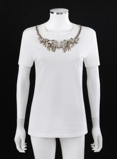 ALEXANDER McQUEEN A/W 2013 Skull Embroidered Beaded White Short Sleeve T-Shirt
