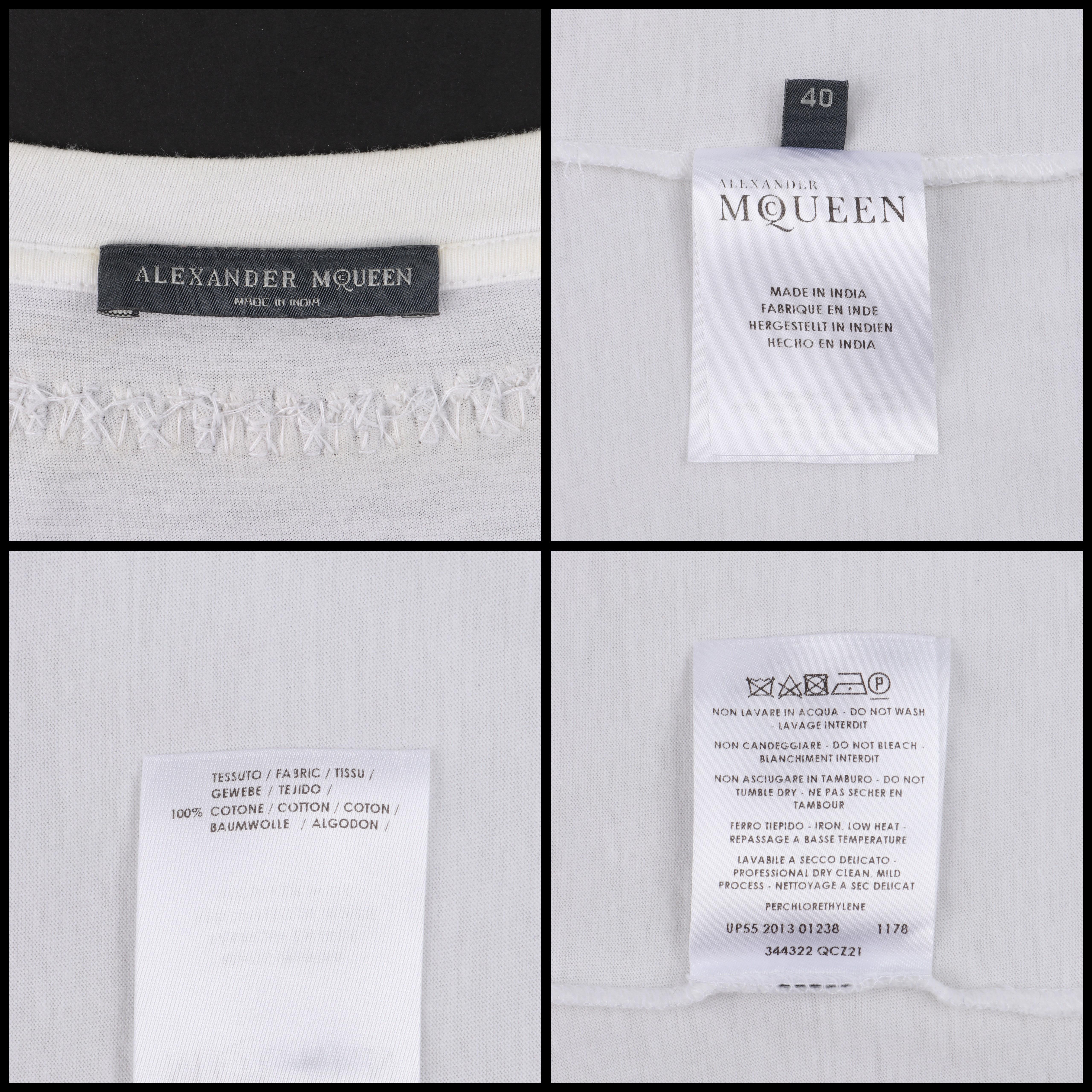 ALEXANDER McQUEEN A/W 2013 Weißes Kurzarm-T-Shirt mit Totenkopfstickerei und Perlen im Angebot 3