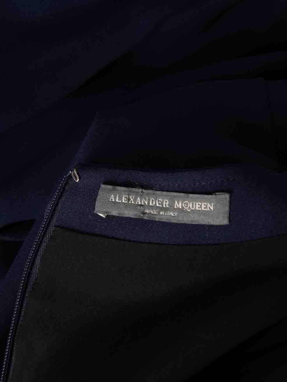 Alexander McQueen A/W14 Navy Ruffled Midi Dress Size M For Sale 2