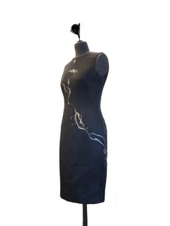 ALEXANDER McQUEEN Abito a tubino nero in tessuto jacquard Resort 2009