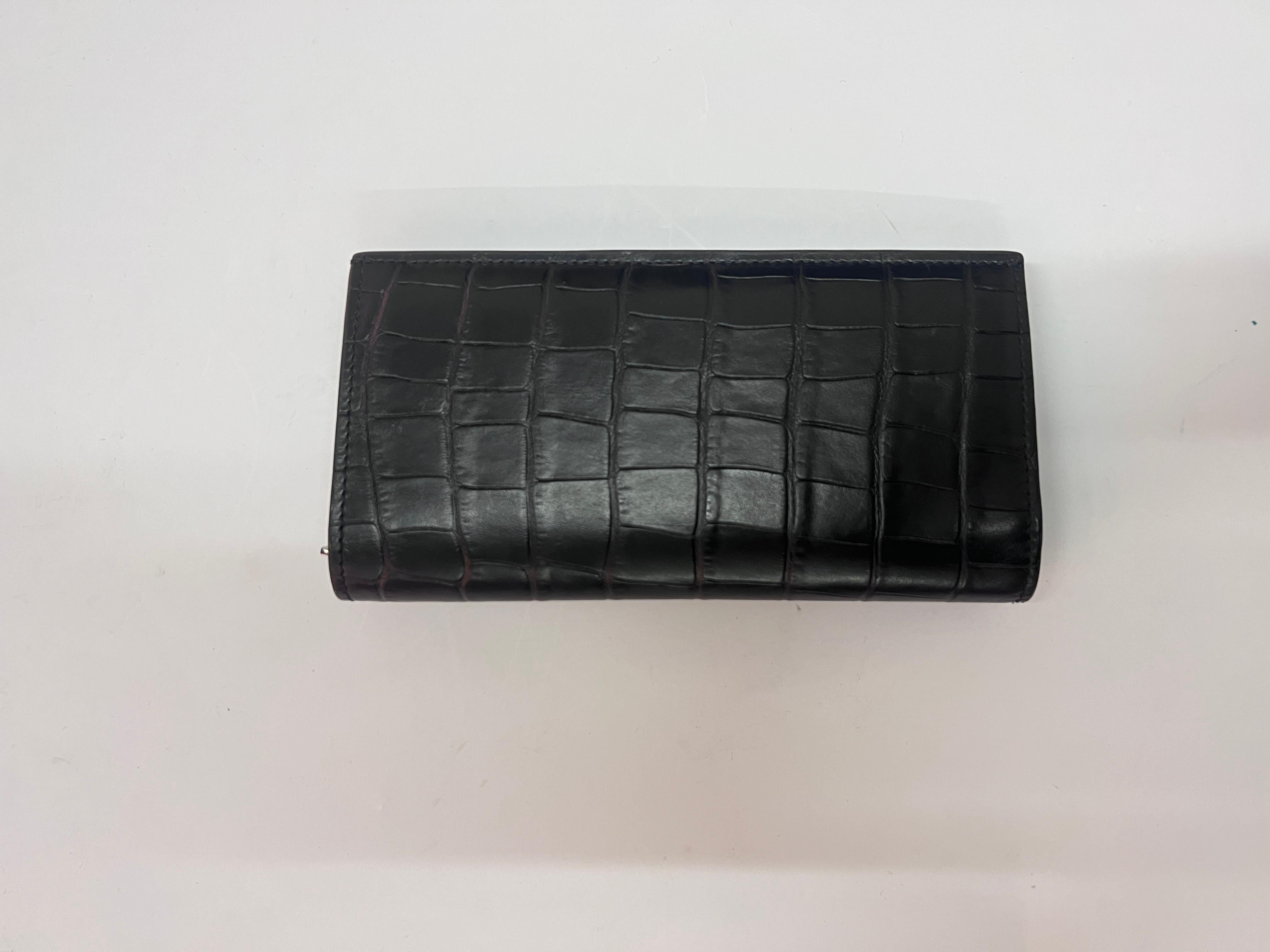   Alexander McQueen Alexander McQueen Black Croc Embossed Long Wallet - '20s 2