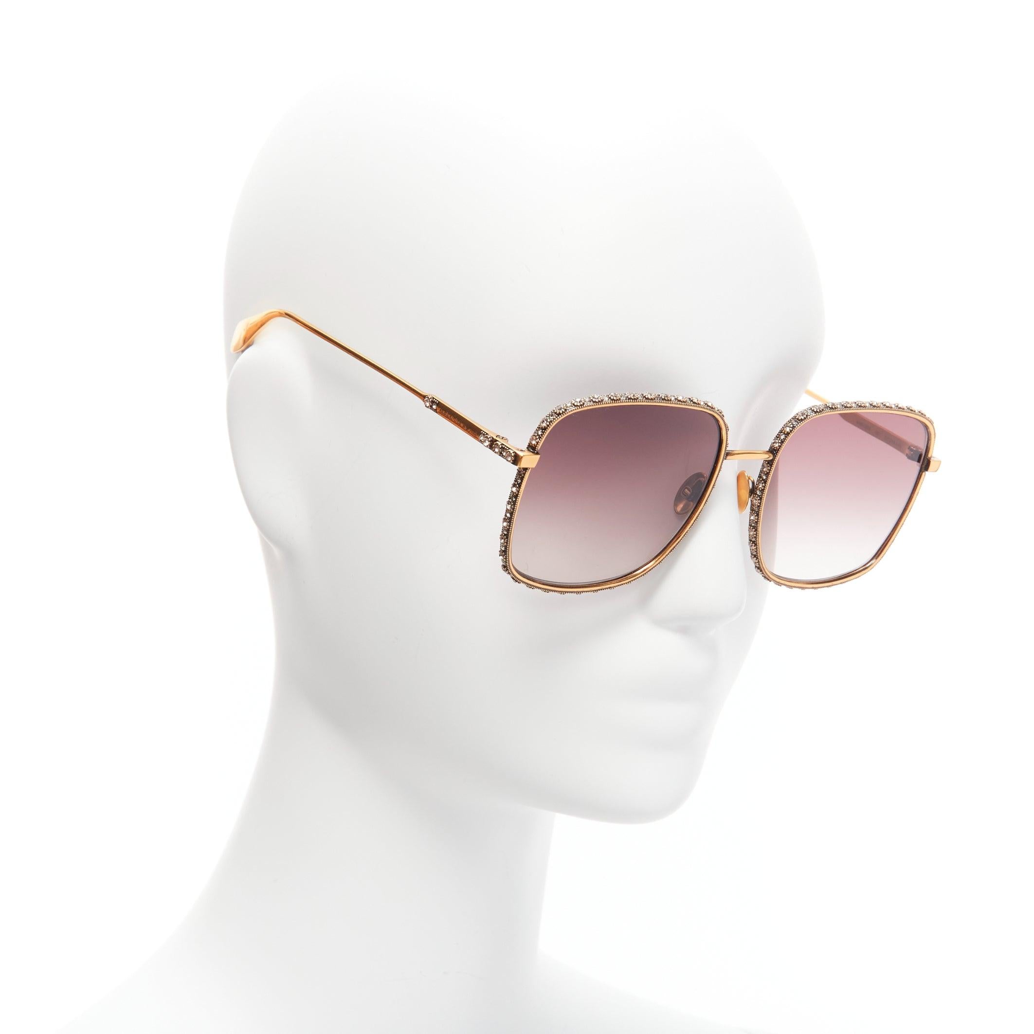 ALEXANDER MCQUEEN AM0180B crystal antique barocco square ombre sunglasses In Excellent Condition For Sale In Hong Kong, NT