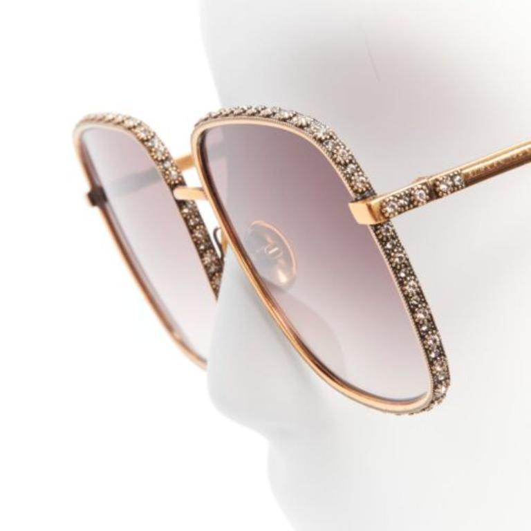 Gray ALEXANDER MCQUEEN AM0180B crystal antique barocco square sunglasses Lady Gaga