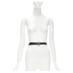 ALEXANDER MCQUEEN AMG Ceinture noire fine à boucle argentée 75 cm