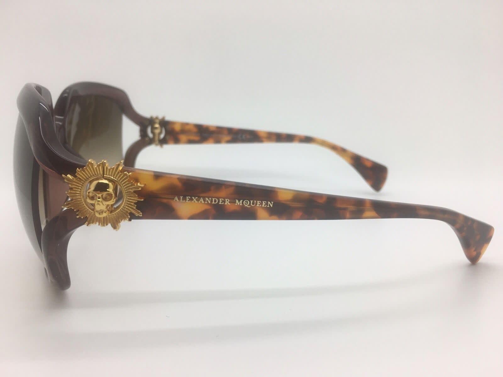 Gray Alexander Mcqueen Amq Gold Tortoise Sunglasses For Sale