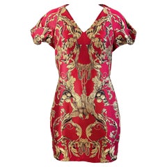 Alexander McQueen Angels and Demons 2010 Size 8 Red & Gold Brocade Mini Dress