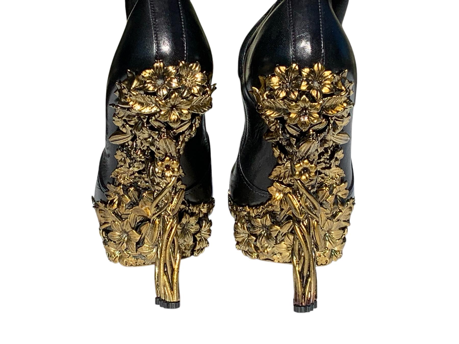 Alexander McQueen 'Angels & Demons' F/W 2010  Black Leather Thigh-High Boots 37 6