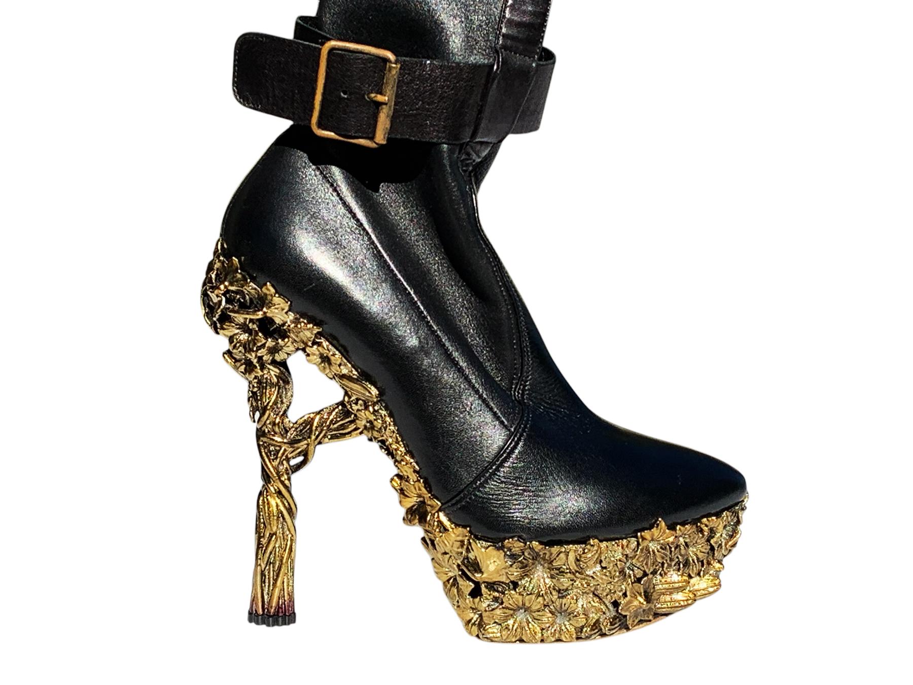 Alexander McQueen 'Angels & Demons' F/W 2010  Black Leather Thigh-High Boots 37 8