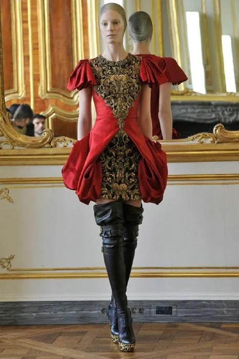 Alexander McQueen 'Angels & Demons' F/W 2010  Black Leather Thigh-High Boots 37 In Excellent Condition In Montgomery, TX