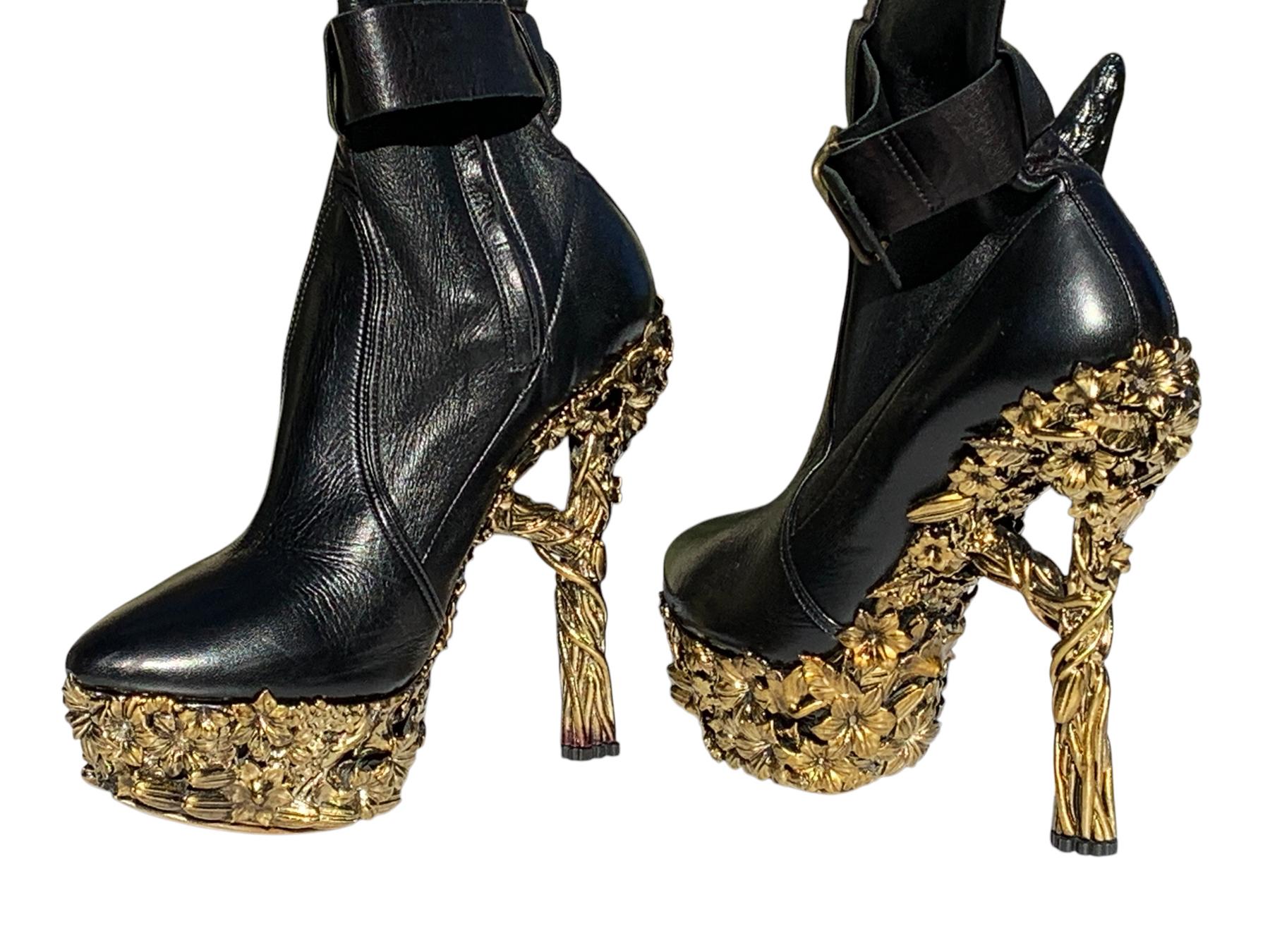 Alexander McQueen 'Angels & Demons' F/W 2010  Black Leather Thigh-High Boots 37 4
