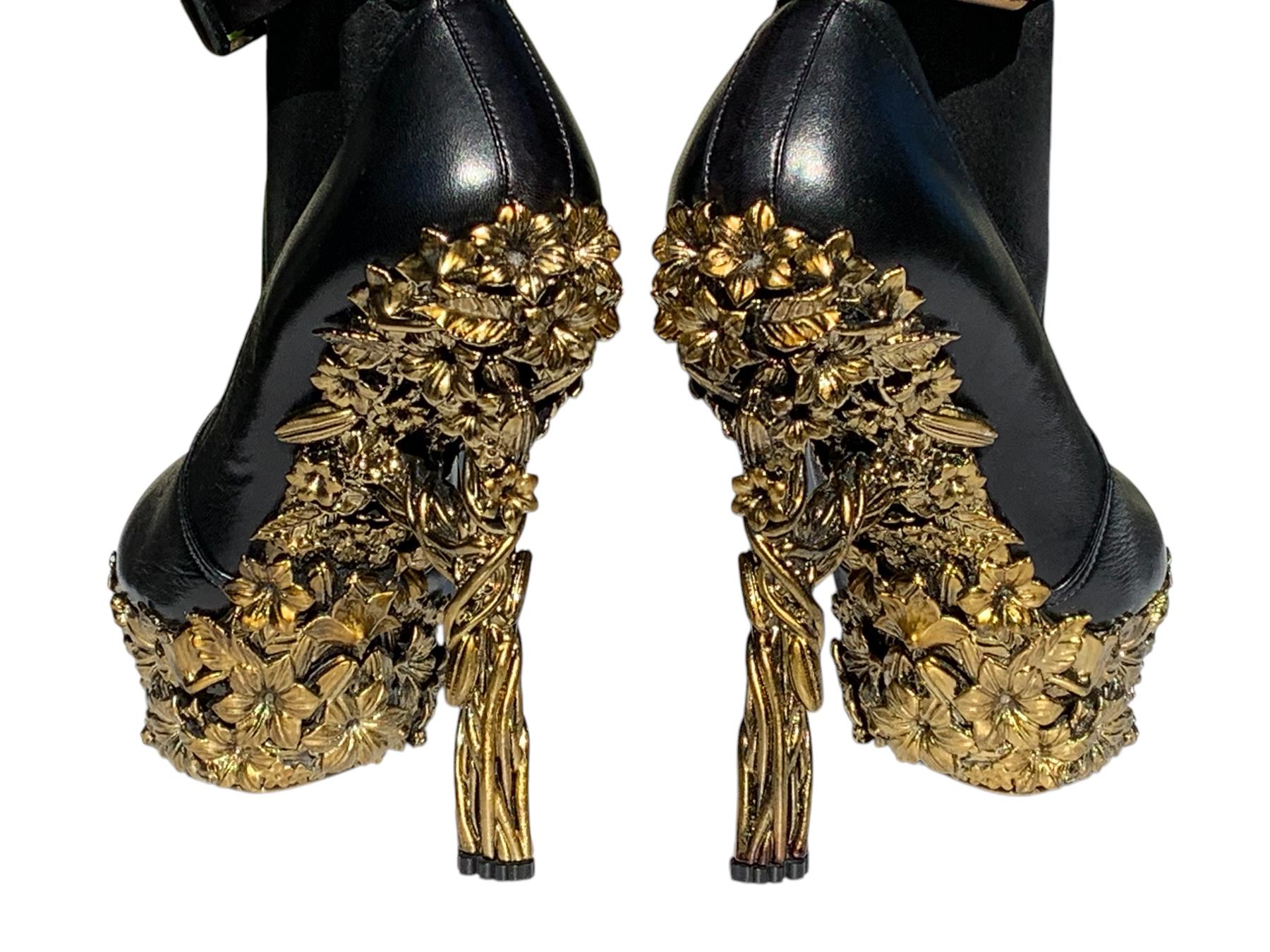 Alexander McQueen 'Angels & Demons' F/W 2010  Black Leather Thigh-High Boots 37 5