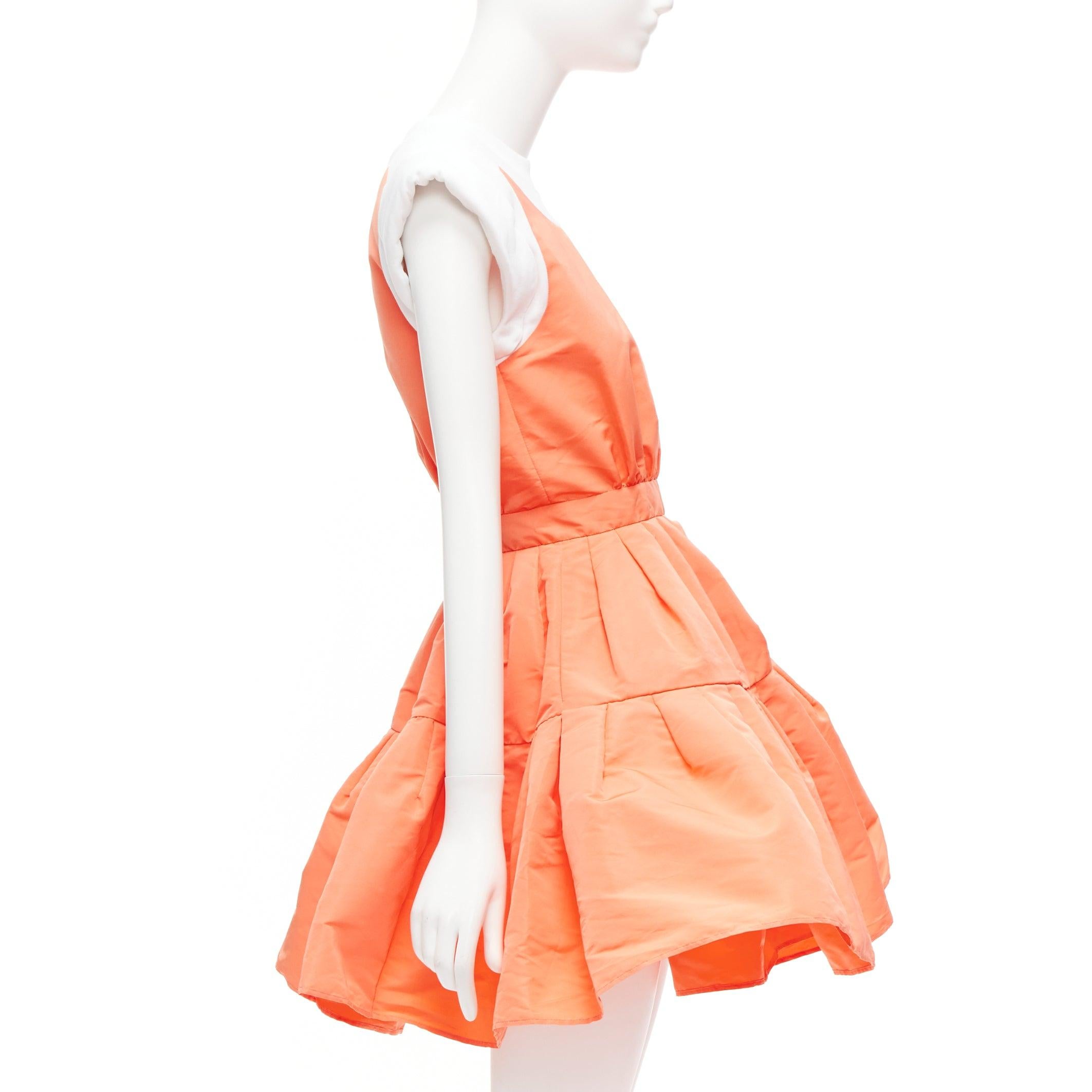 ALEXANDER MCQUEEN apricot taffeta Tromp Loeil cotton tank flared dress IT38 XS In Excellent Condition For Sale In Hong Kong, NT