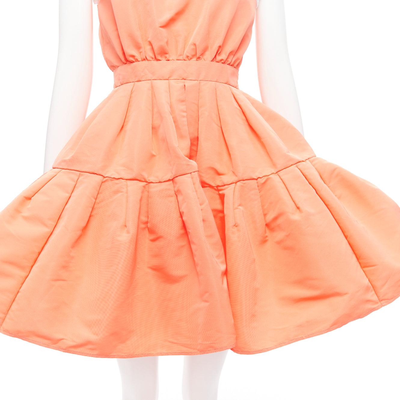 ALEXANDER MCQUEEN apricot taffeta Tromp Loeil cotton tank flared dress IT38 XS 1