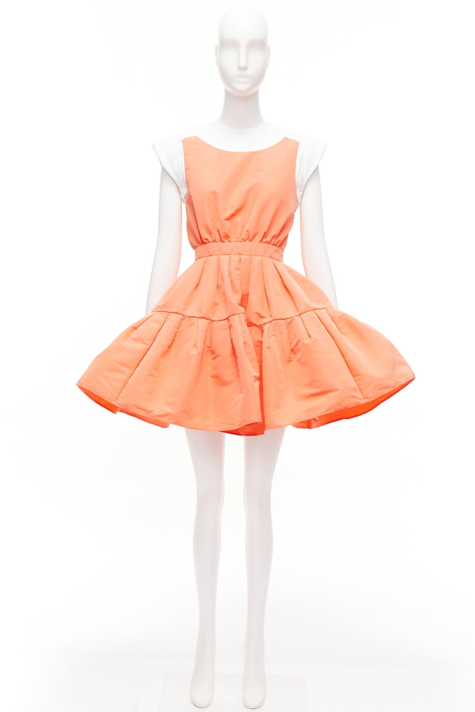 ALEXANDER MCQUEEN apricot taffeta Tromp Loeil cotton tank flared dress IT38 XS For Sale 5