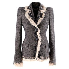 Alexander McQueen Archive Fischgrätenmuster Tweed Blazer mit Rüschen