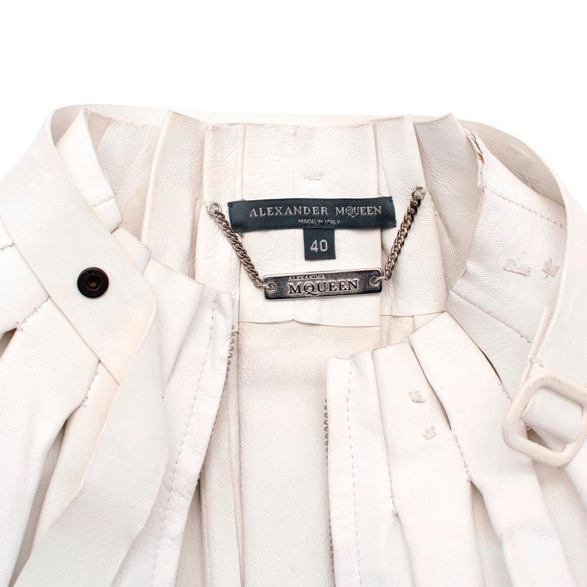 Gray Alexander McQueen Archive White Leather Blouson Jacket For Sale